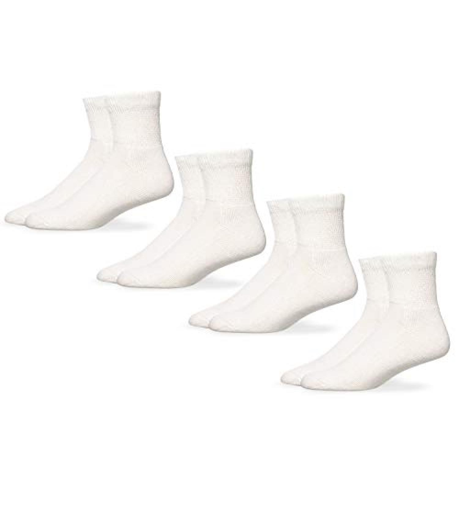 Carolina Ultimate Mens Non-Binding Diabetic Cotton Quarter Socks 4 Pair Pack - White, Size 9-13 - Buy Online on GoSupps.com