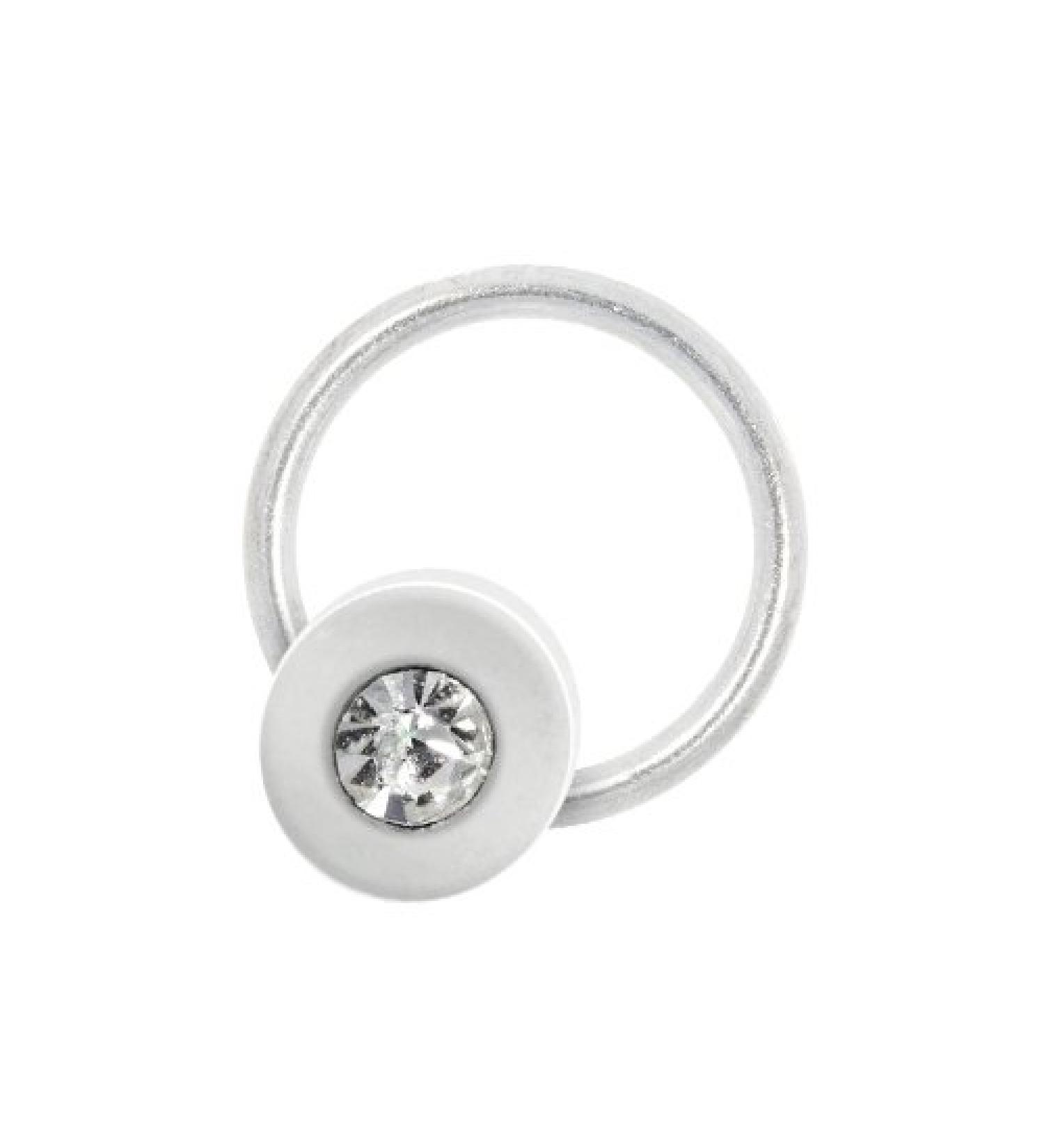 ND24 NailDesign nail piercing disc silver with clear stone - 925 Sterling Silver - nail art finger foot