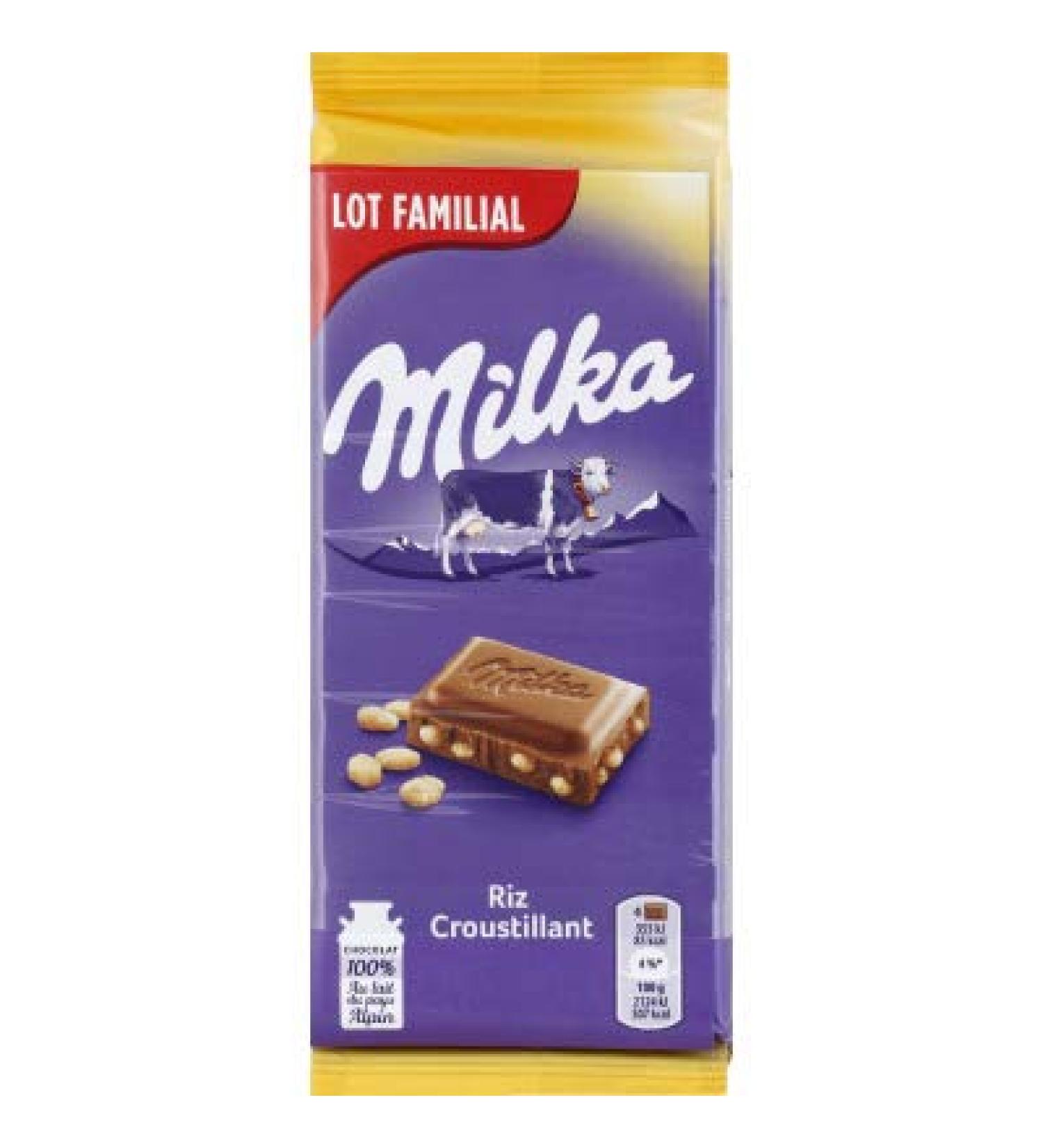 Milka Milk chocolate with puffed rice grains - Pack of 6 tablets of 100g