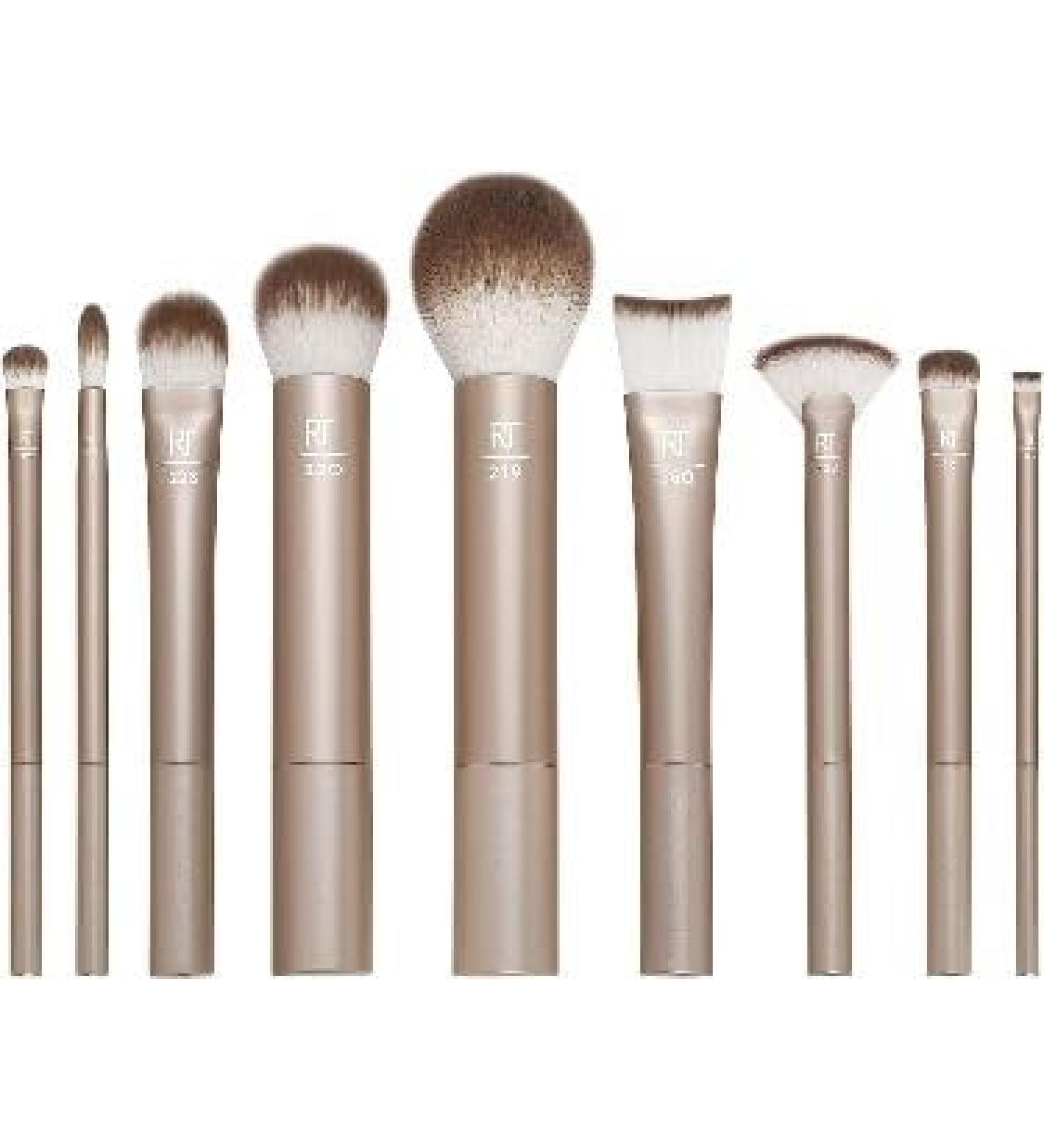 Real Techniques Au Naturale 9 Piece Makeup Brush Set - Perfect for Fluid Cream & Powder Foundation Eyeshadow Blush - Cruelty-Free Gift Set in Gold - Buy Online on GoSupps.com