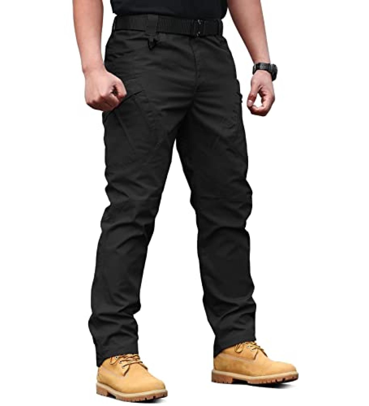 Solo Soplo Men's Tactical Pants - Water Repellent Cargo Pants for Combat, Hiking, Outdoor Survival, Camping - Lightweight & Casual - Black 32W x 30L - Buy Online on GoSupps.com