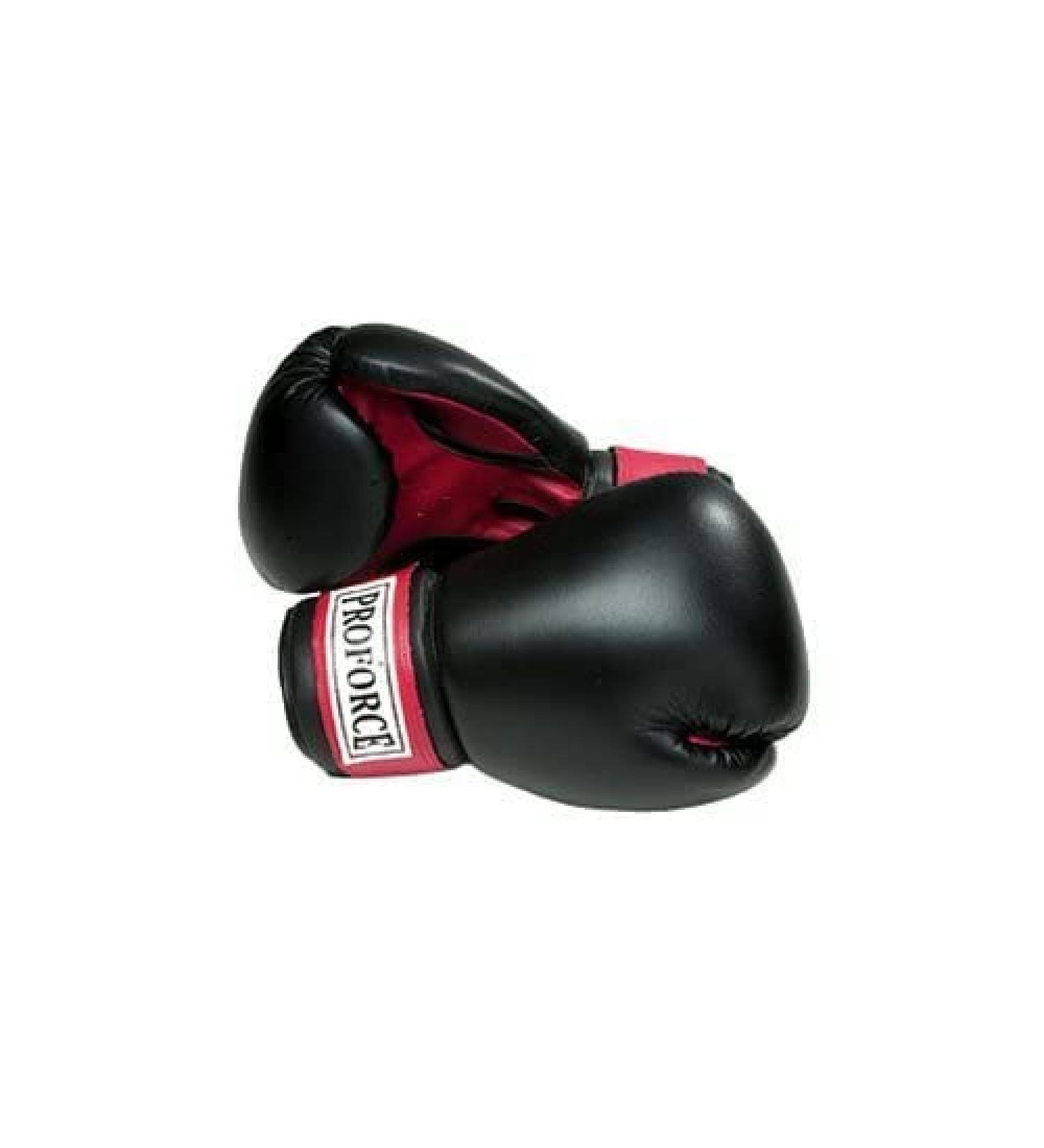 Pro Force Leatherette Boxing Gloves with White Palm Black with Red Palm 24 oz.