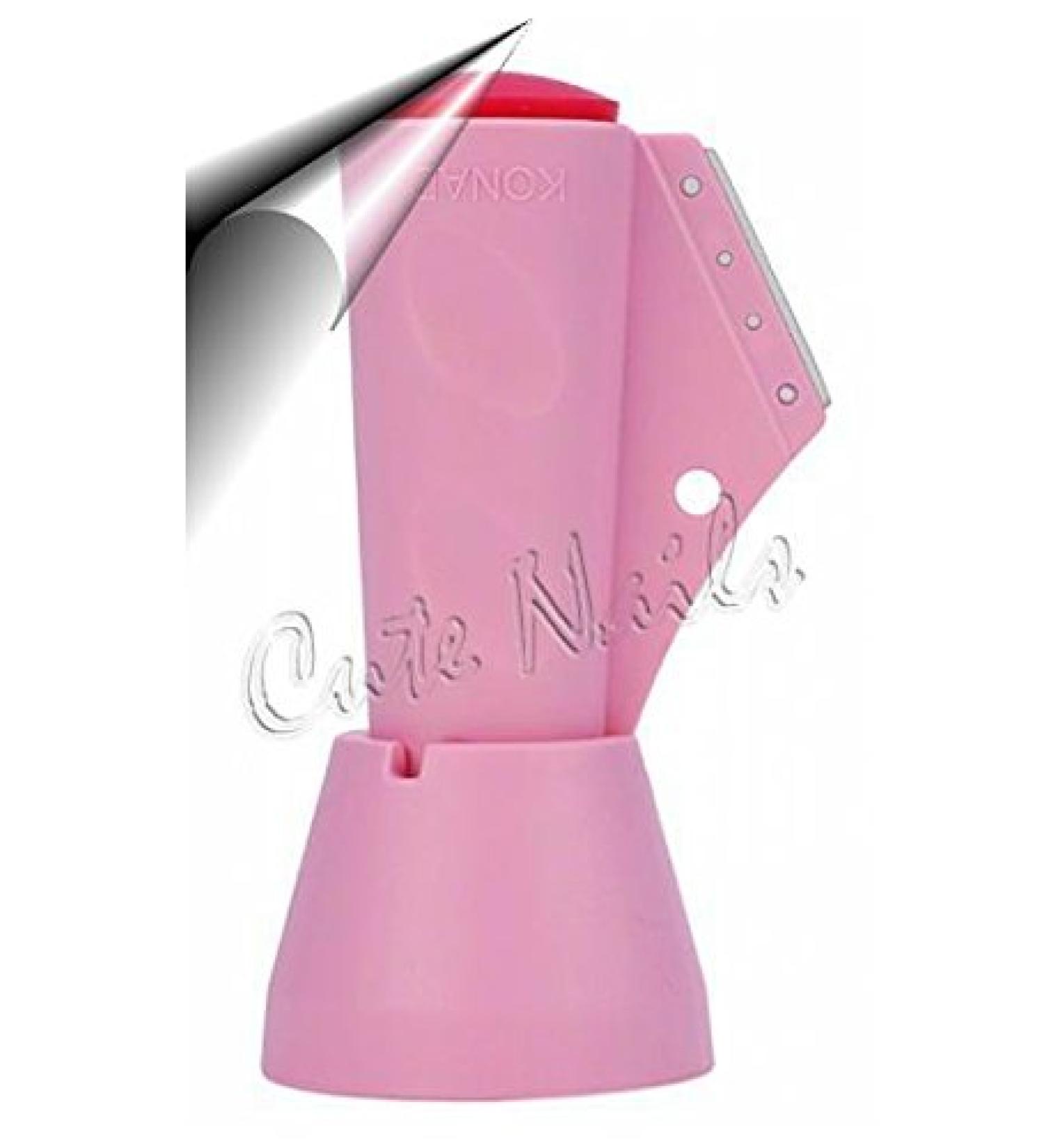 Double-sided stamp including scraper and holder from KONAD for stamping varnish/stencils - CUTE NAILS