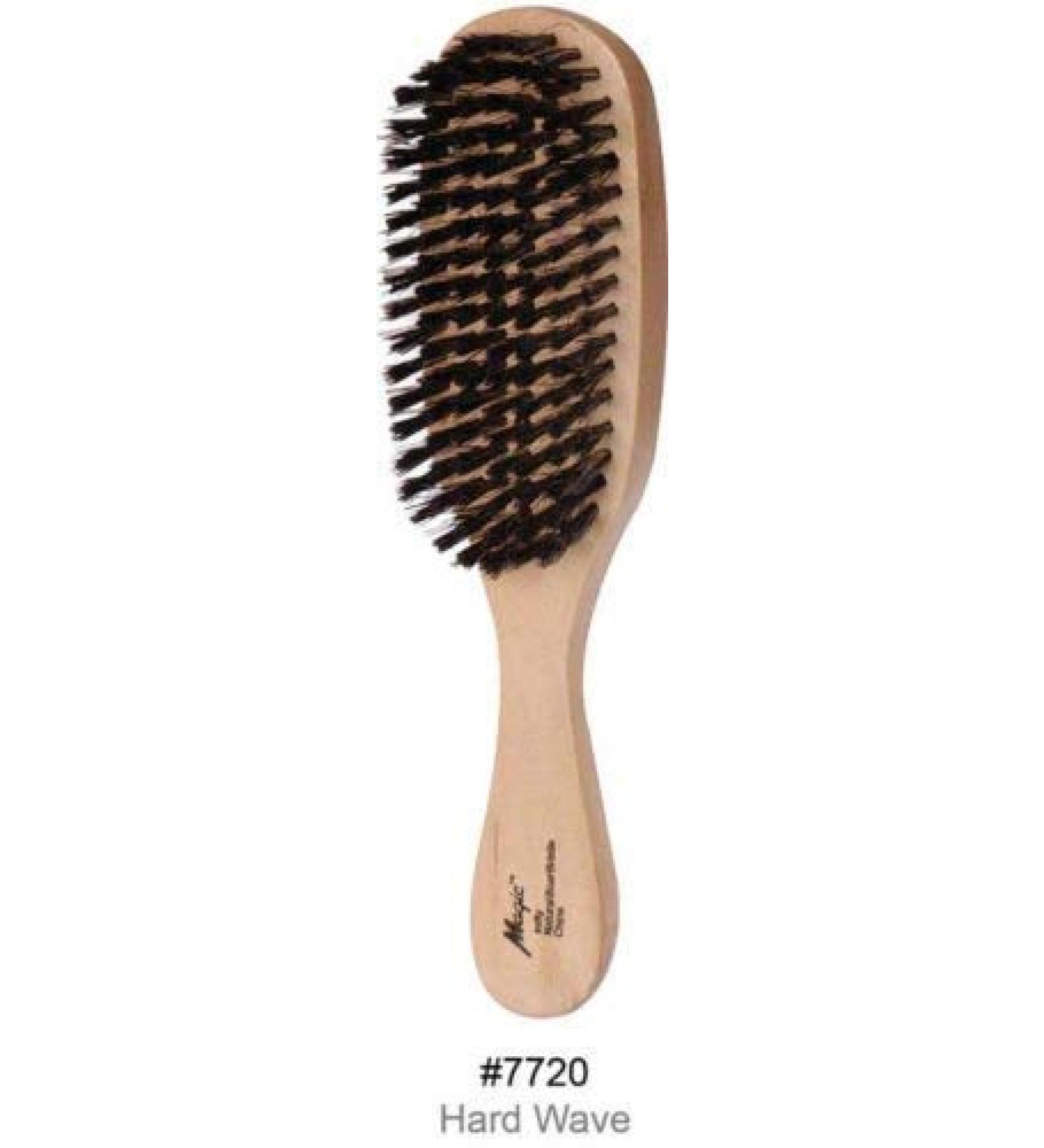 Magic Collection Hard Wave Brush Natural Boar Bristle Satin Finish Natural Wood Handle # 7720