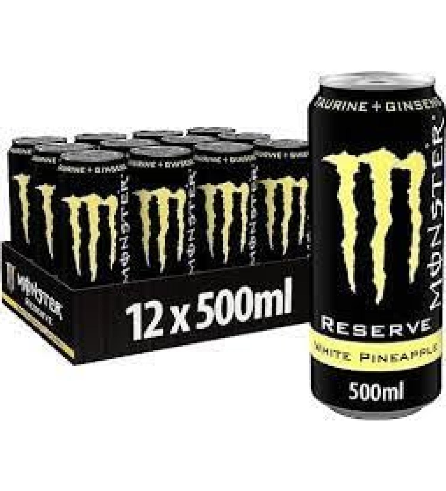 Monster Energy Drinks 12x500ml Fresh New Energy Drinks (Reserve White Pineapple)