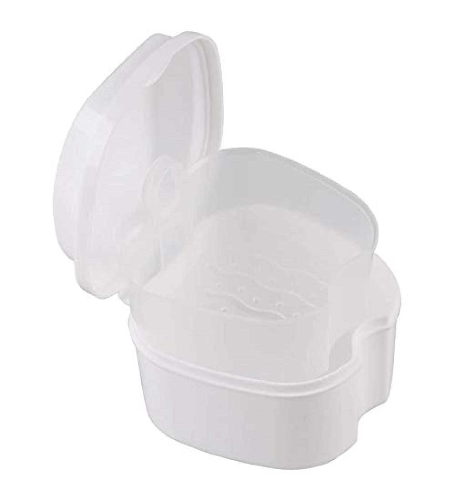 Staccatory White Prostheses Case & Bath Storage Box for False Teeth - Travel-Friendly with Sieve Basket - Buy Online on GoSupps.com