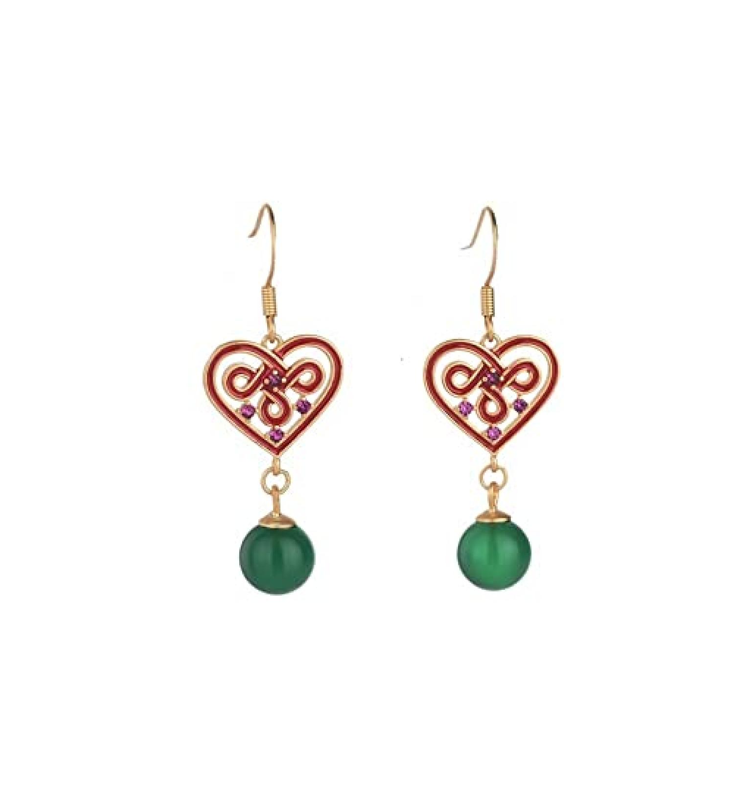 Fashion Earrings Sweetheart Earrings Ladies Classical Style Green Ball Vintage Elegant Pendant Earrings Jewelry Dainty Earrings Fashion Accessories - Buy Online on GoSupps.com