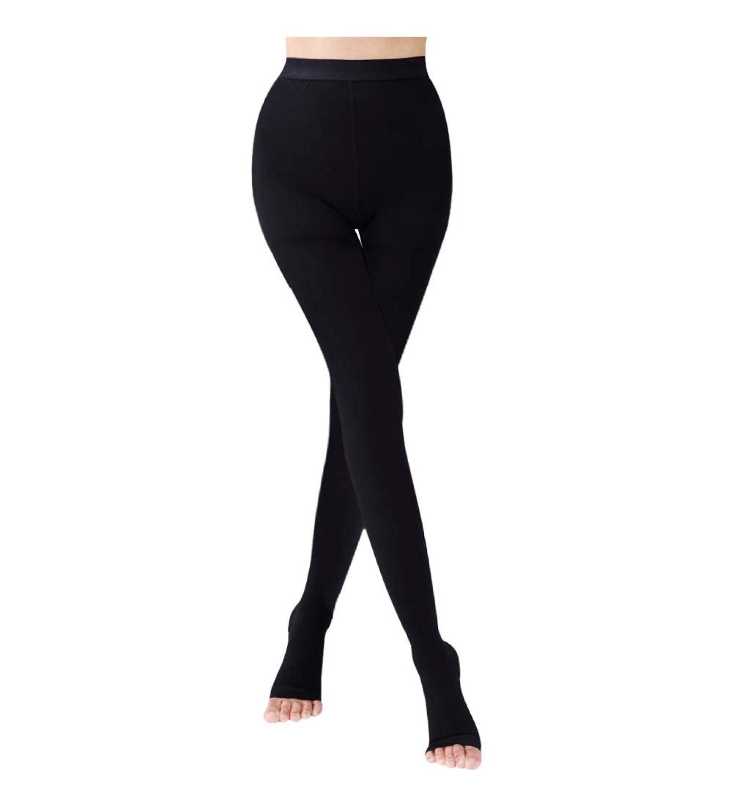 Medical Compression Tights for Women - 20-30 mmHg Opaque Support Hose for Varicose Veins & Edema - Open Toe - Black - Buy Online on GoSupps.com