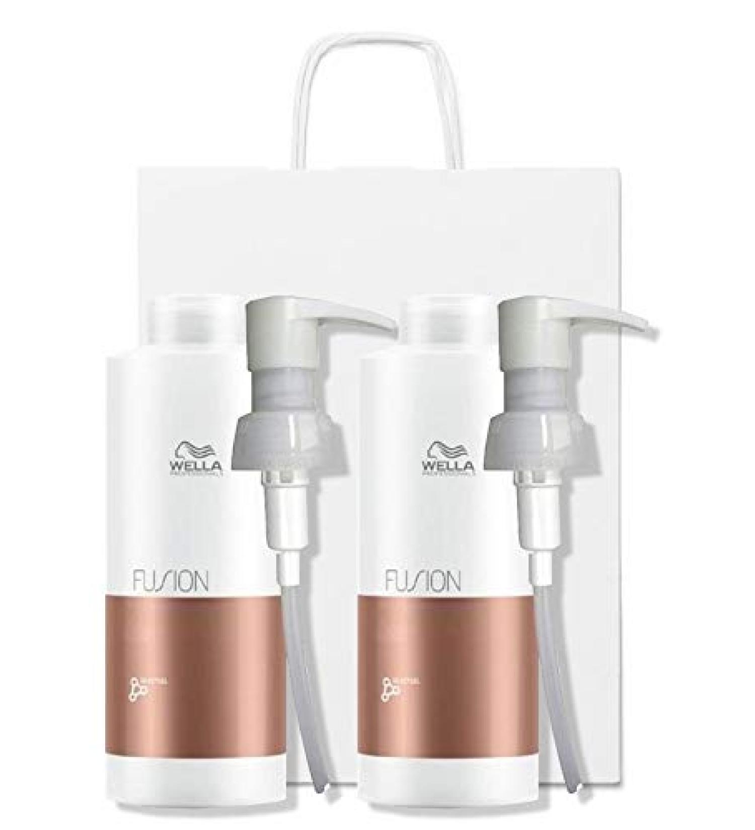 Wella Fusion Intense Repair Shampoo 1000ml and Conditioner 1000ml with Gift Bag