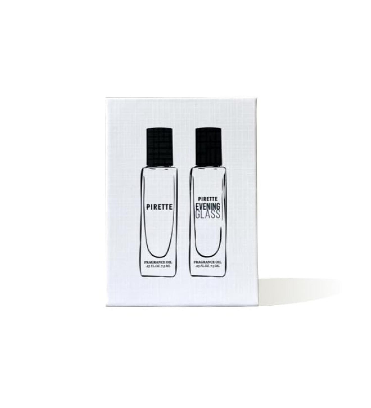 PIRETTE Mini Duo Set Evening Glass + Pirette Fragrance Travel Size Perfume Oil Warm Wood Smoky Vanilla Fresh Coconut Surf Wax & Sunscreen 0.25 Fl Oz (Pack of 2) Fresh Coconut 0.25 Fl Oz (Pack of 2) - Buy Online on GoSupps.com