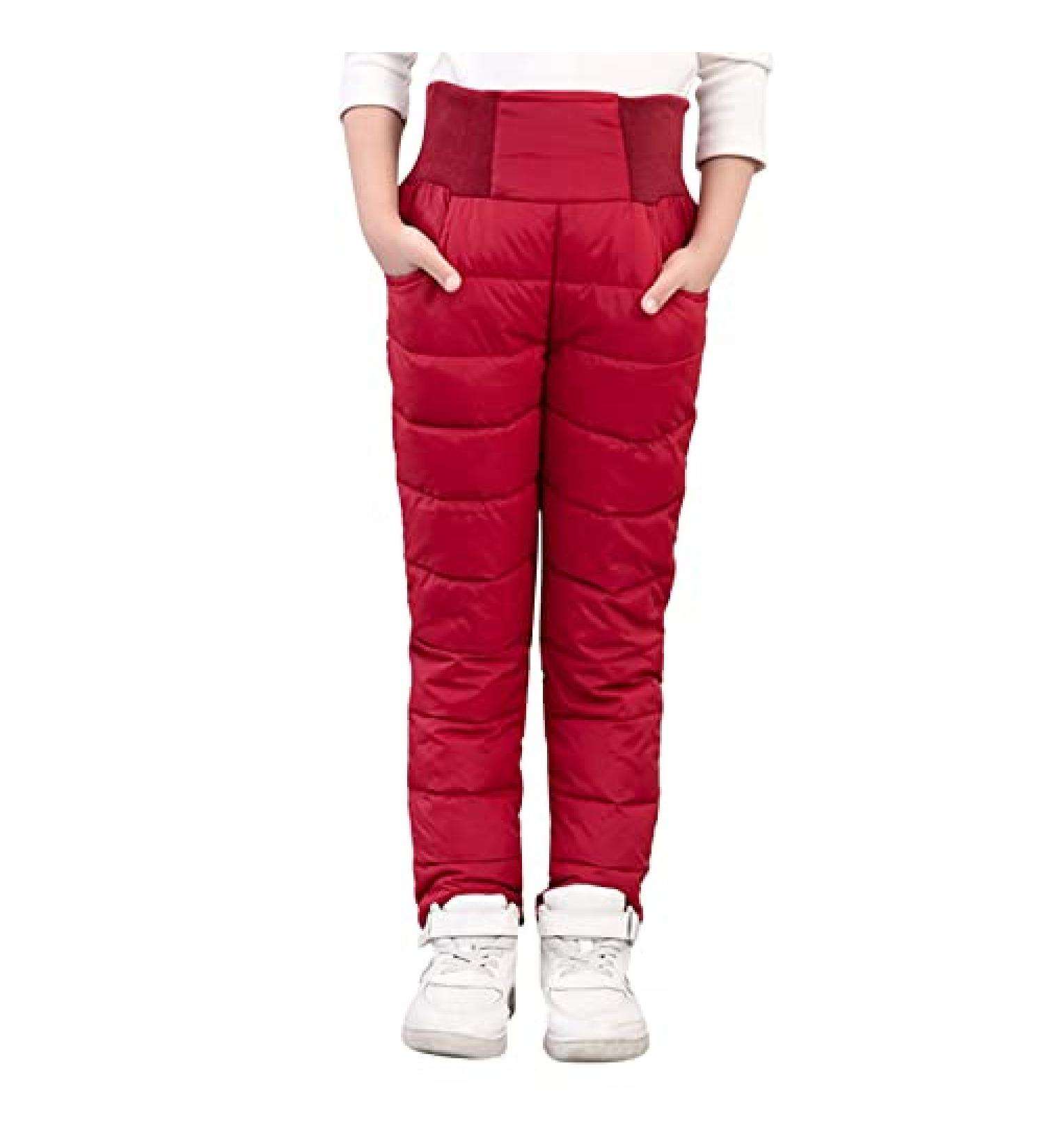Kids Winter Snow Pants Ski Bib - Red, 3-4T | Windproof & Warm Activewear for Boys and Girls - Buy Online on GoSupps.com