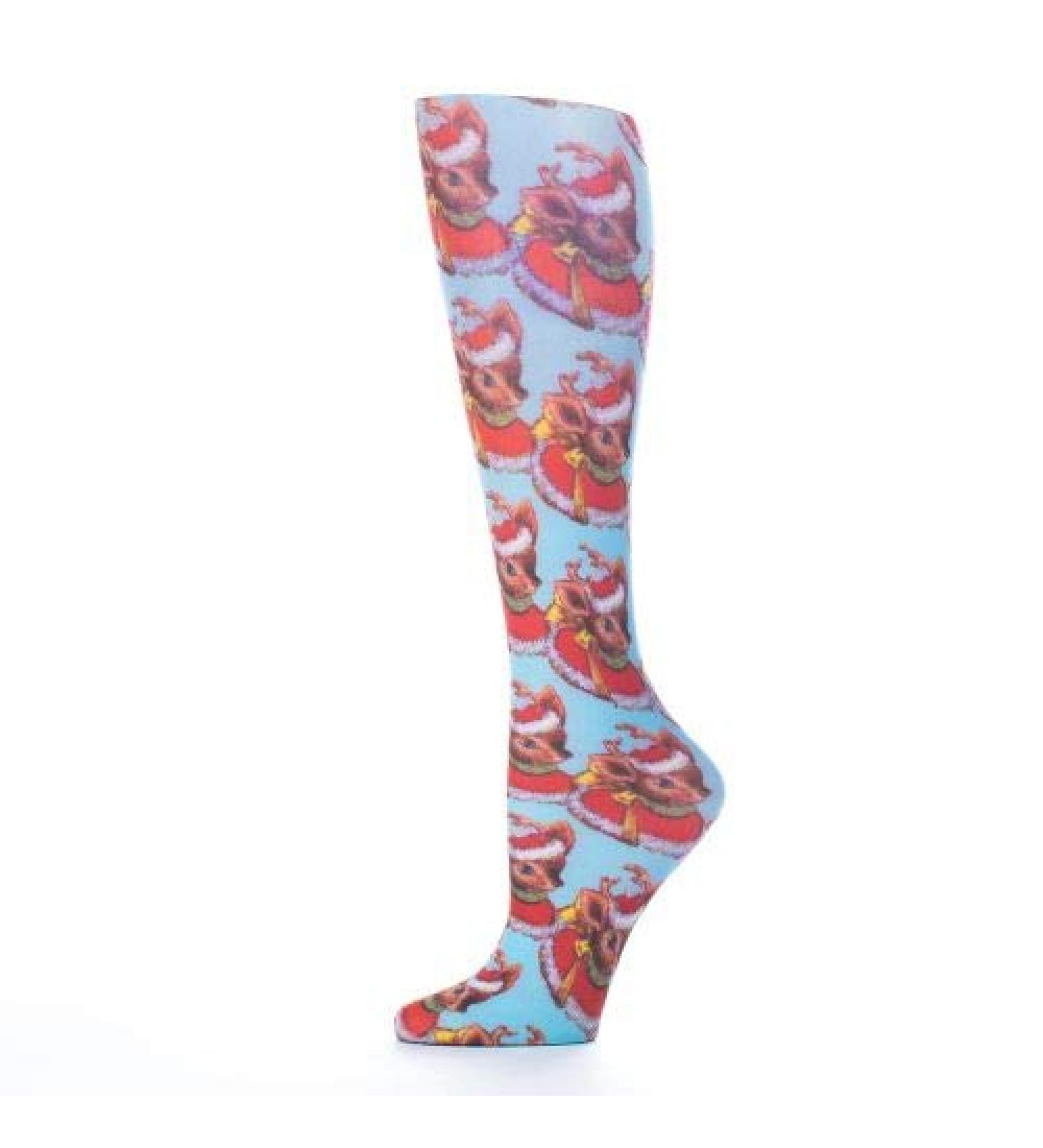Red Moby Celeste-Stein-CMPS-2147 Womens 8-15 mmHg Compression Sock - Pixel Rudolph Blue
