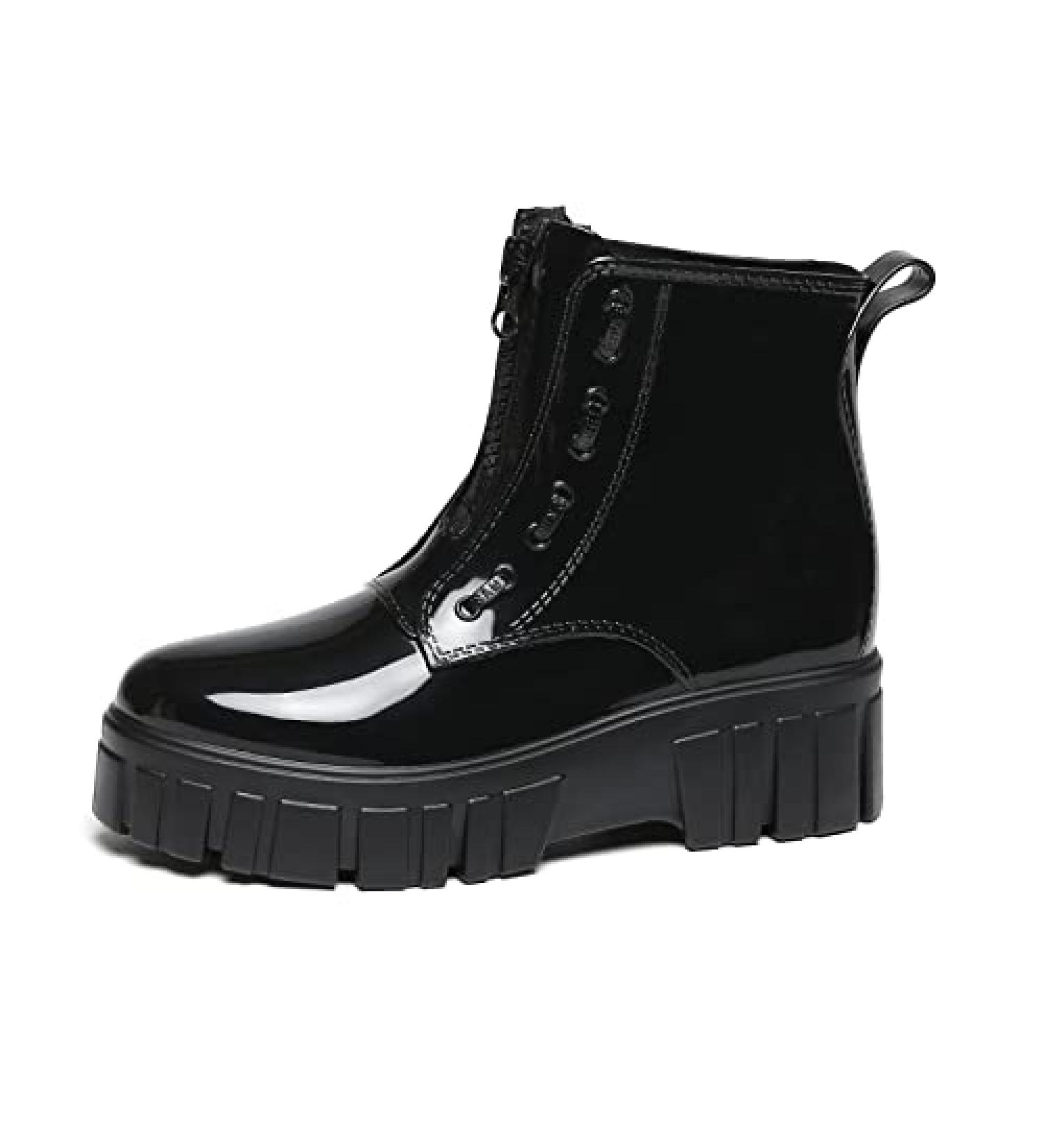 HSBDNZQ Unisex Waterproof Garden Rain Boots with Zipper, Lightweight & Comfortable - Black, Size 8.5 Women/7.5 Men - Buy Online on GoSupps.com