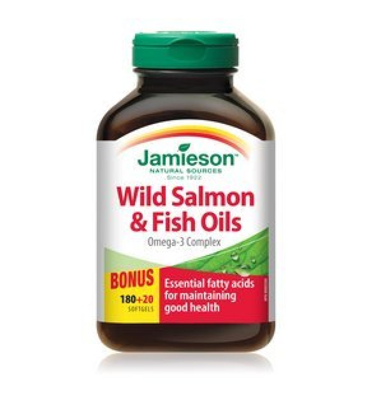 Jamieson Wild Salmon & Fish Oils Omega-3 Complex 1000mg 200 softgels Bonus