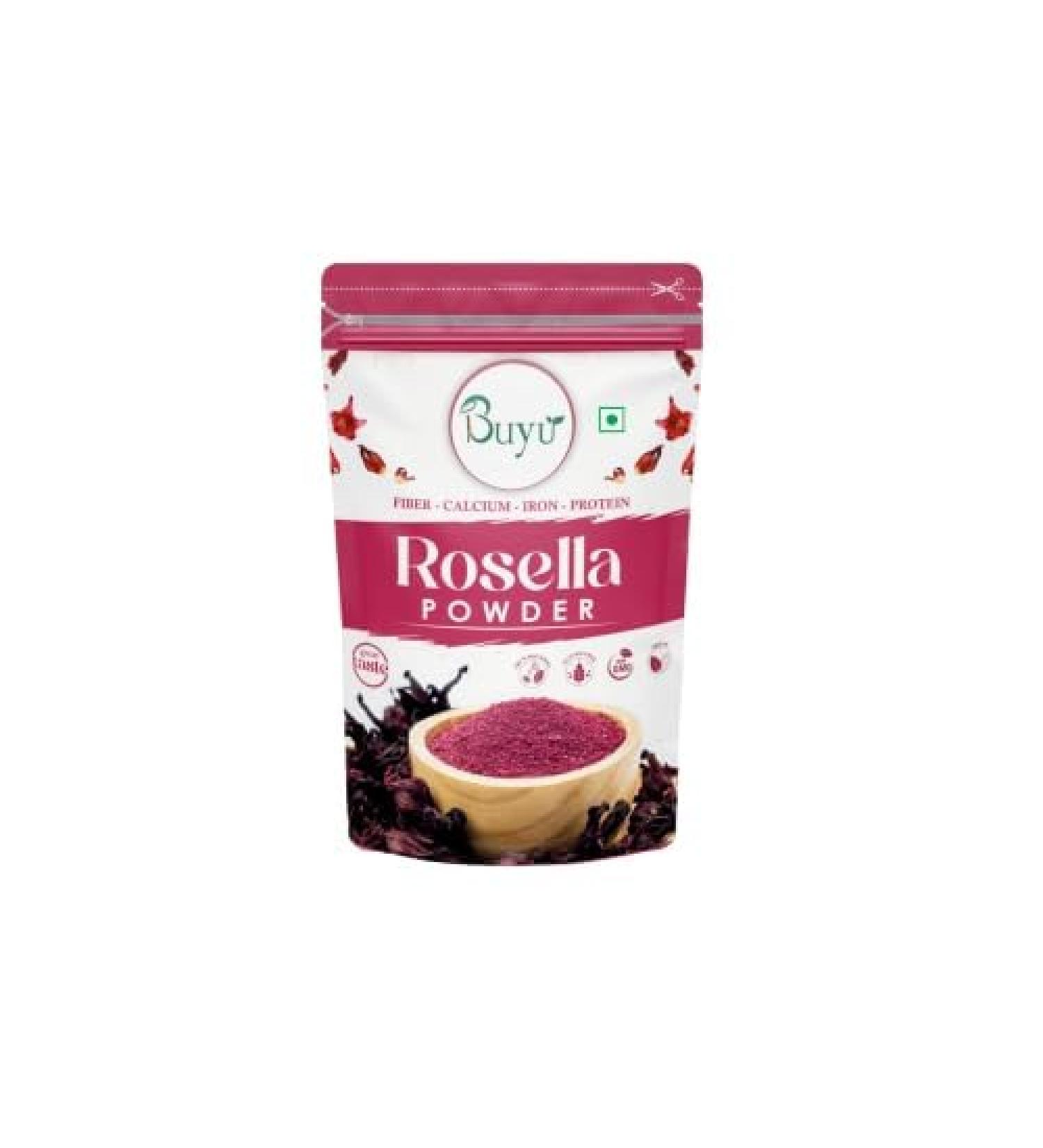 BUYU Pure Rosella (Hibiscus sabdariffa) Powder Antioxidant Vitamin C Rich Herbal Delight Roselle Drink and Smoothies| Tart and Tangy Flavor (100 GRAM) - Buy Online on GoSupps.com