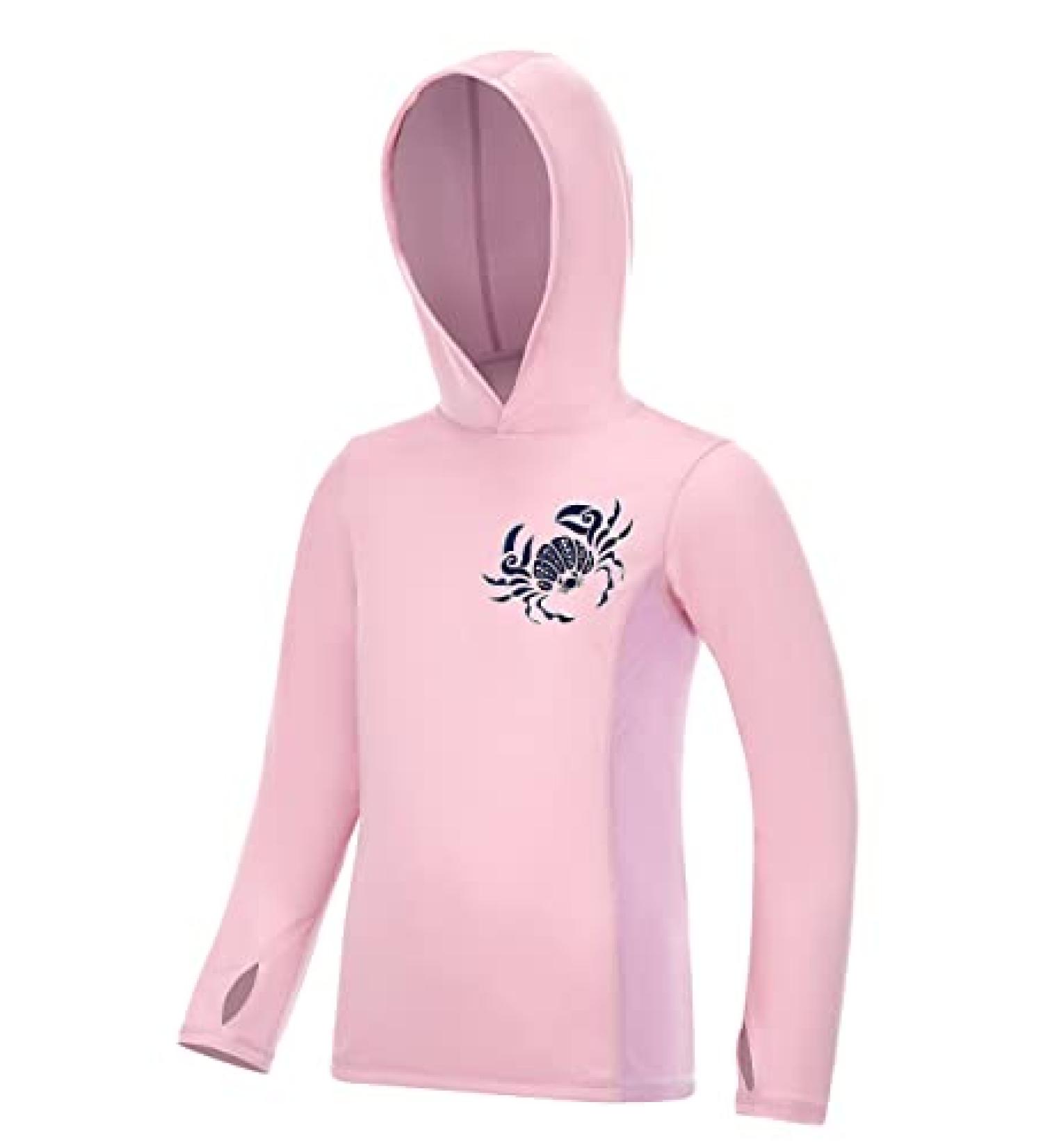 Roadbox UPF50+ Kids Sun Shirts - Long Sleeve Sun Protection Hoodie - Light Pink - Medium - Buy Online on GoSupps.com