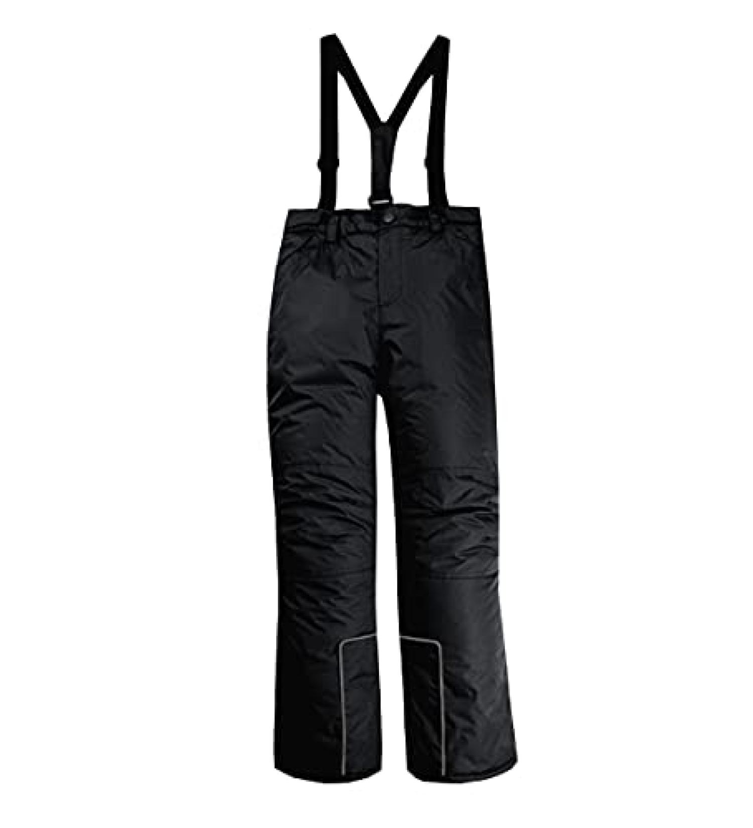 Kids Winter Snow Ski Pants with Removable Suspenders - Black (10-12 Years) - Buy Online on GoSupps.com