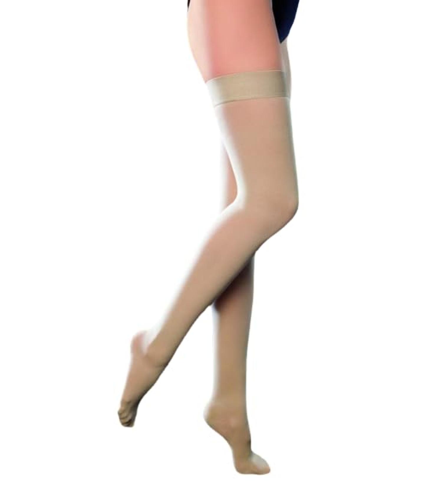 Compression Stockings Class I 17-22 mmHg Graduated Compression Thigh Closed Toe Medium Beige