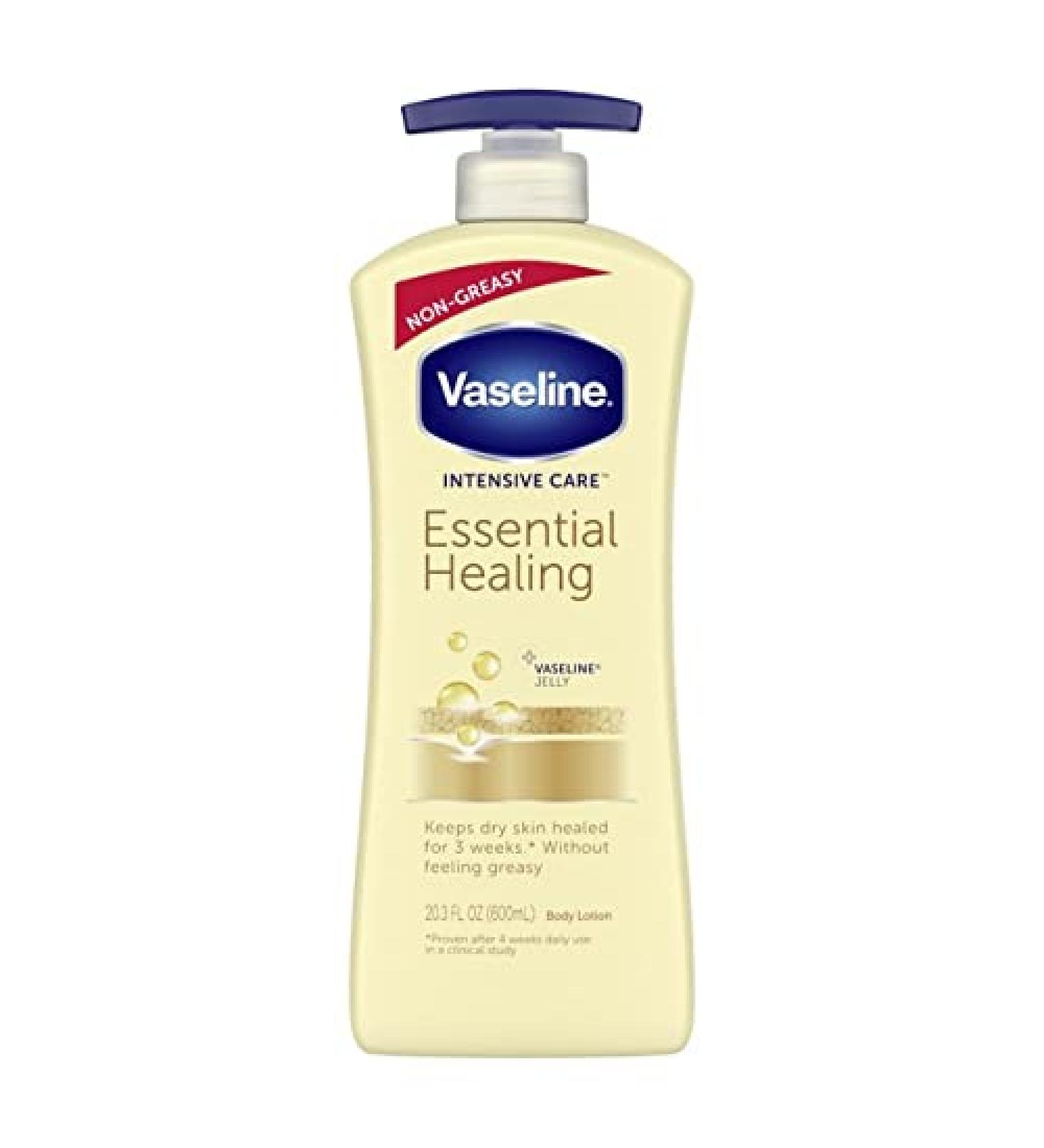 Vaseline Intensive Care Essential Healing Body Lotion - 20.3 oz Pump Bottle - Moisturize Dry Skin - Proven Effective Healing - Healthier Looking Skin - 1 Pack - Buy Online on GoSupps.com