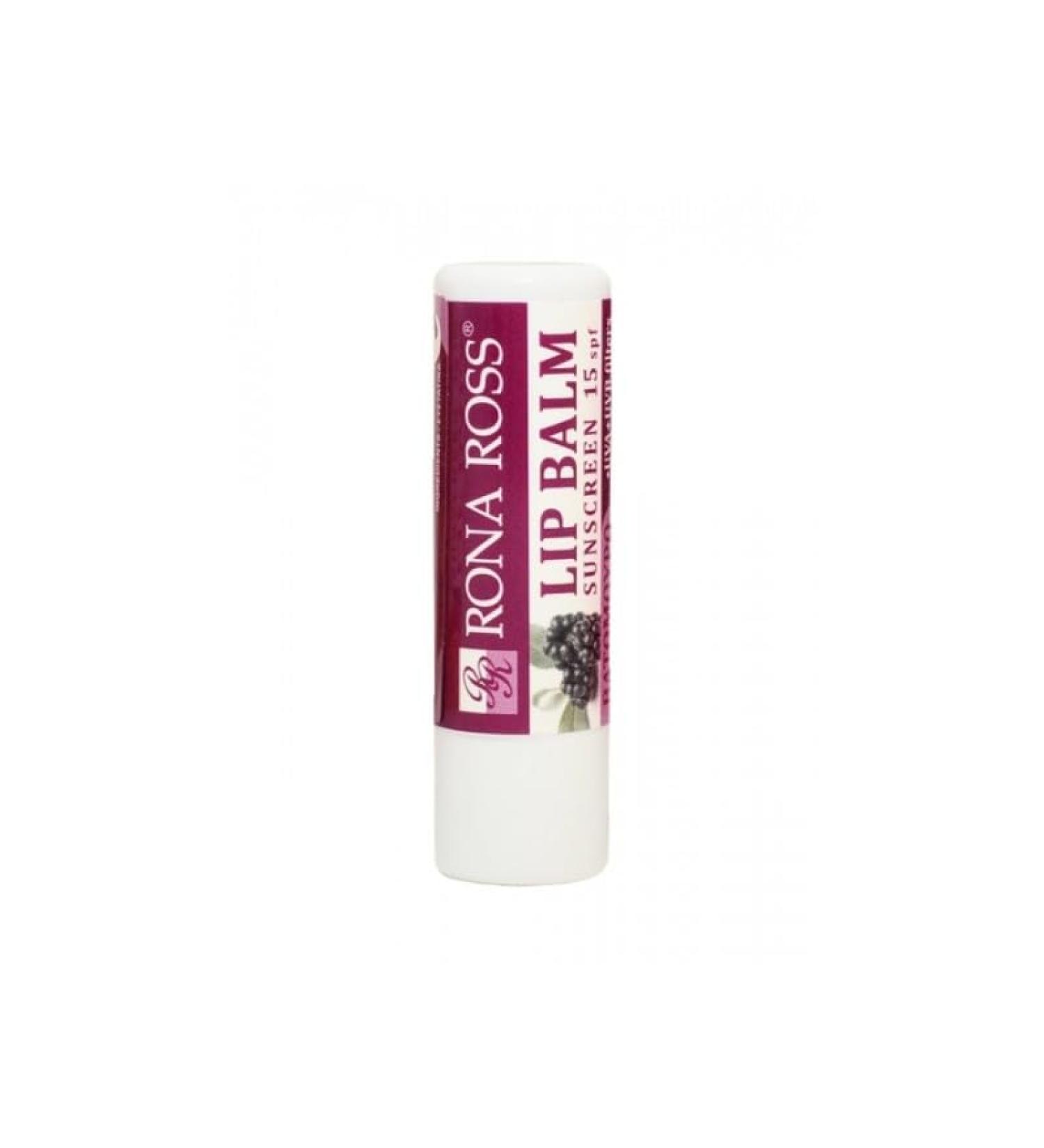 Rona Ross Lip Balm Sunscreen | SPF15 with UVA & UVB Filters | Contains Avocado Oil and Vitamins A &E (Raspberry)