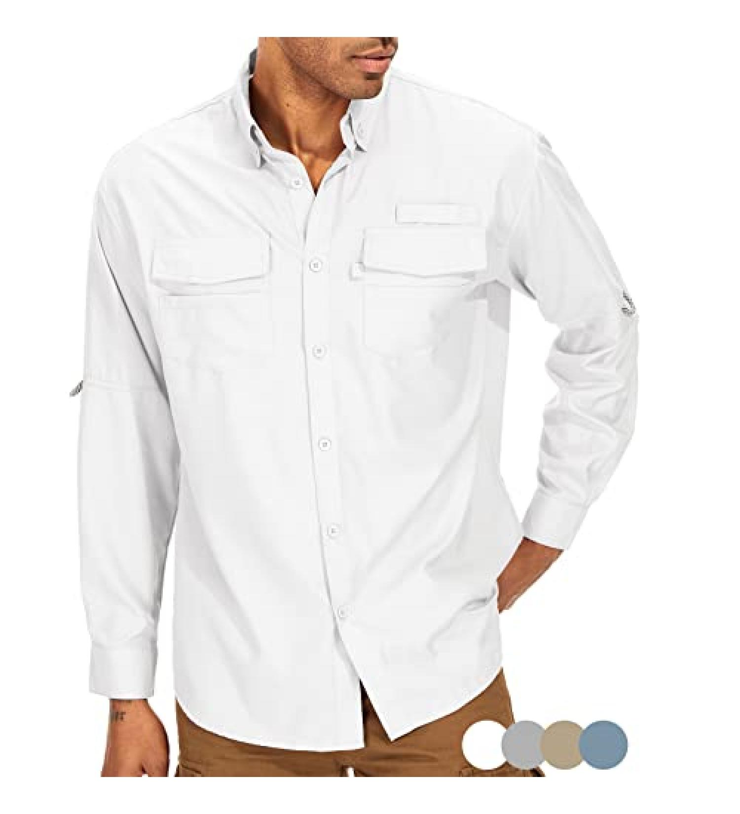 Asfixiado Men's Long Sleeve Fishing Shirt UV Protection UPF 50+ Lightweight Cooling Hiking Shirt 3XL White - Buy Online on GoSupps.com