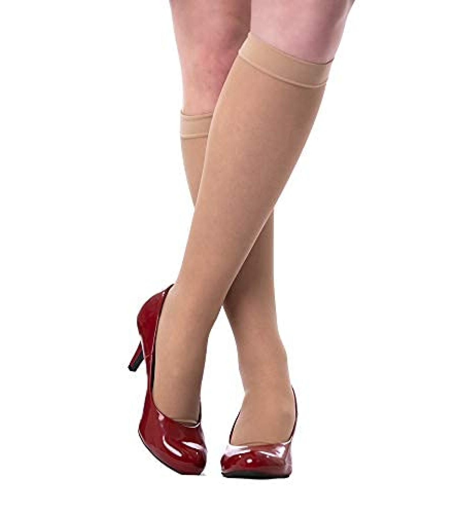 Medicella Sheer Knee High Compression Socks - Open Toe 20-30 mmHg | Medical Quality Circulation Support Stocking Made in USA (Nude Small - Buy Online on GoSupps.com