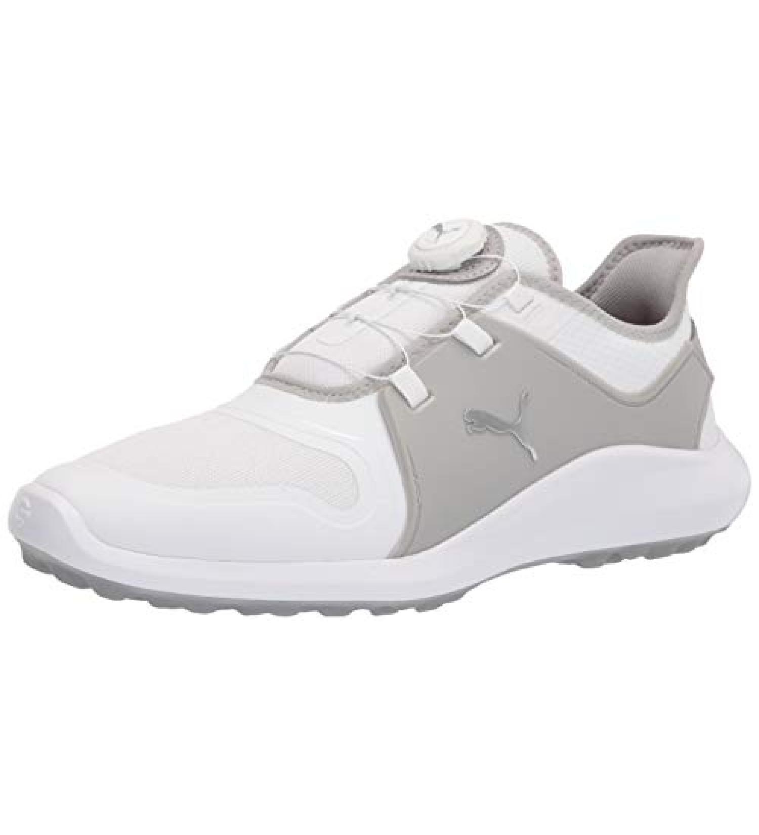 PUMA Men's Ignite Fasten8 Disc Golf Shoe 10.5 - Puma White/Silver/High Rise - Buy Online on GoSupps.com