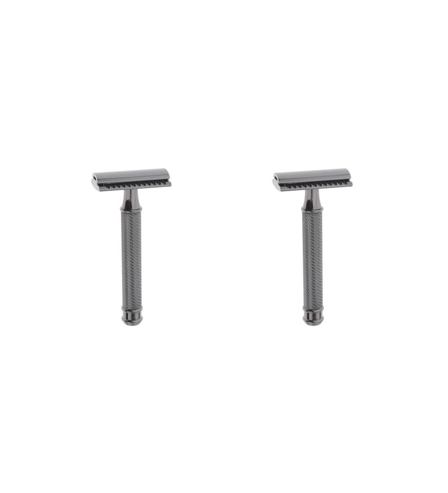 2 Set Classic Manual Double Edge Razor for Men - Black - Perfect for Daily Shaving - International Shipping Available - Buy Online on GoSupps.com