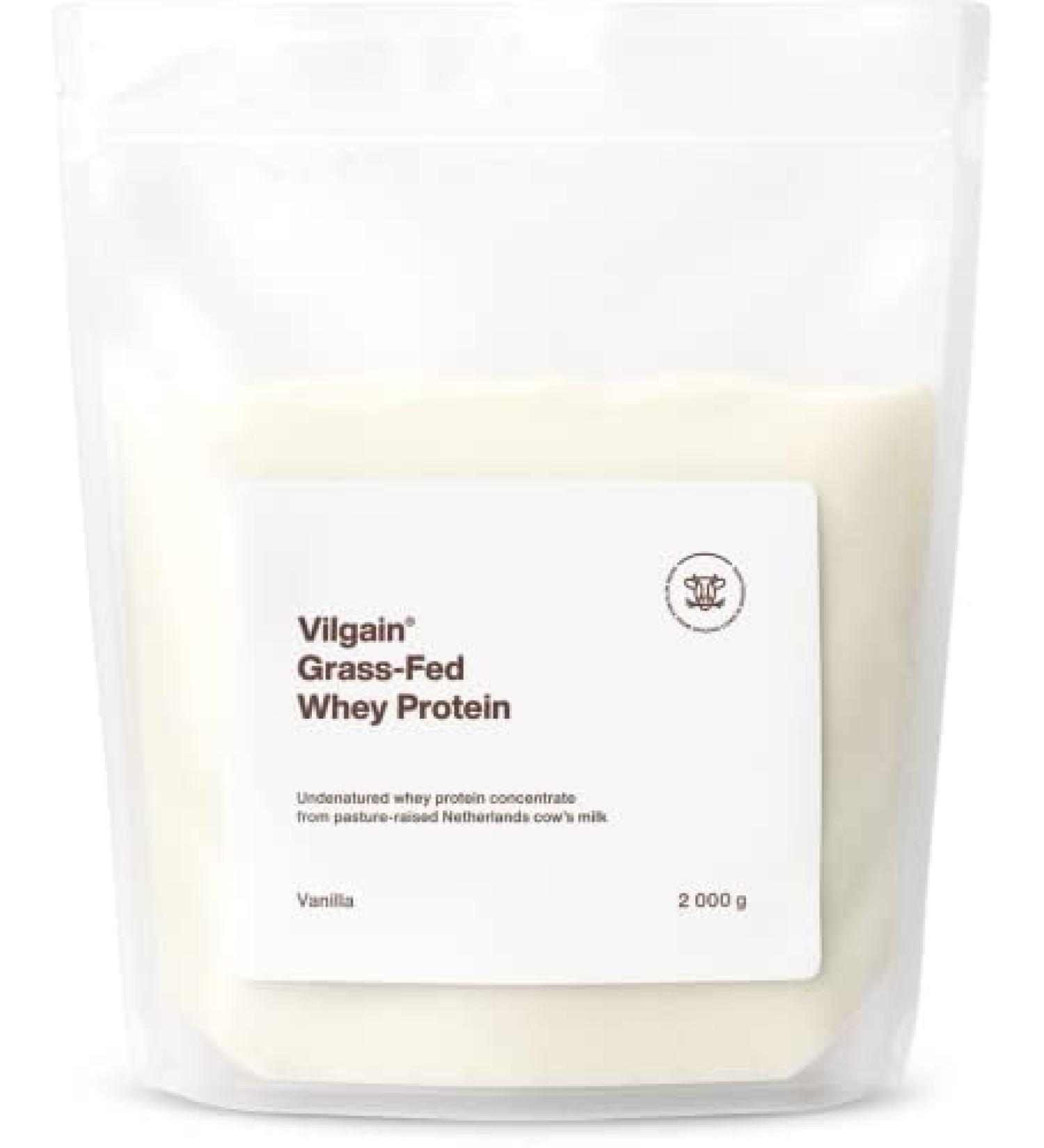 Vilgain Grass-Fed Whey Protein Powder 2000g | 100% Pure Fast Muscle Recovery Natural Vanilla Taste | Premium Quality - Buy Online on GoSupps.com