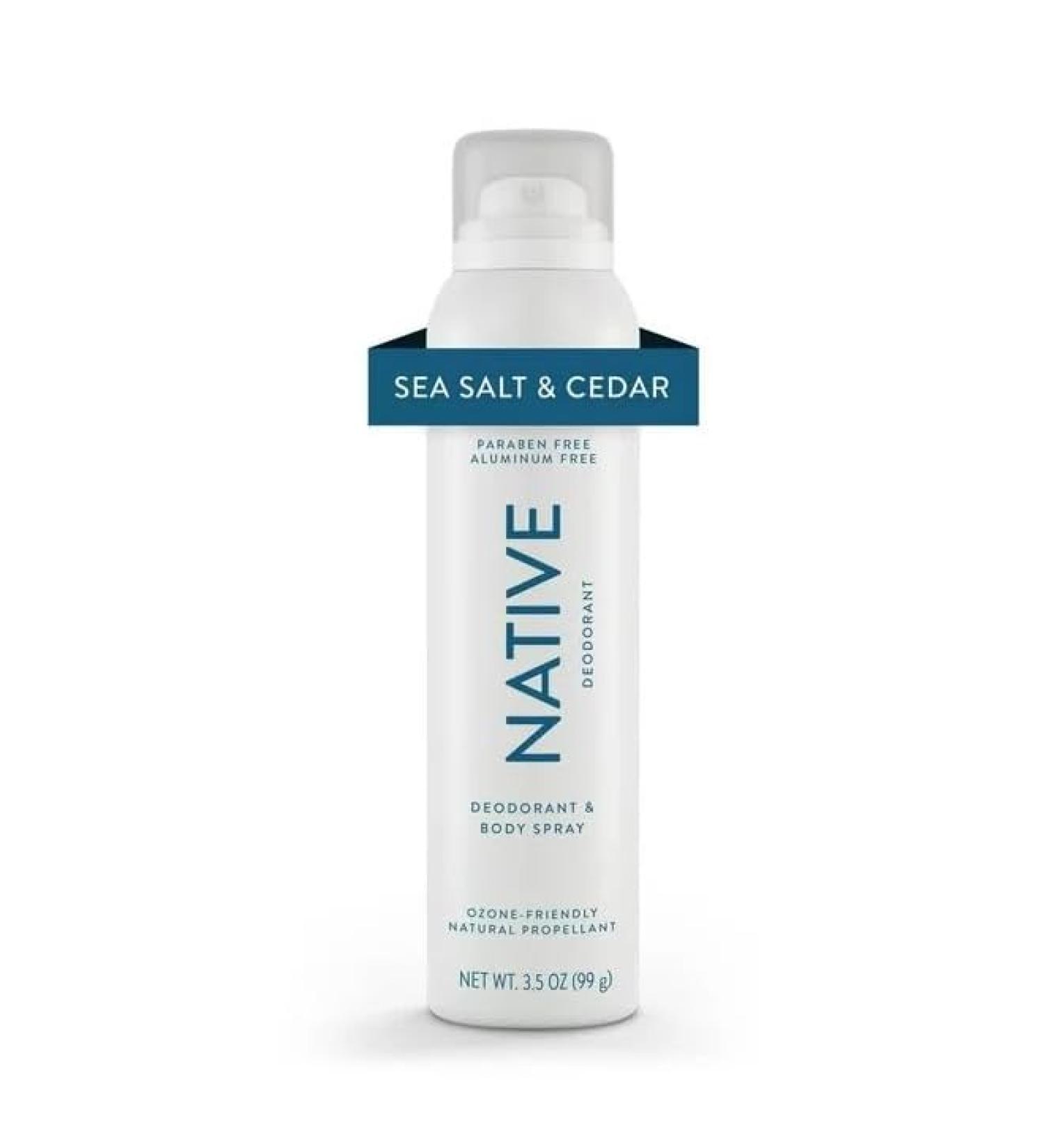 Native Deodorant & Body Spray - Sea Salt & Cedar - Aluminum-Free Unisex 3.5 oz | Shop Internationally - Buy Online on GoSupps.com