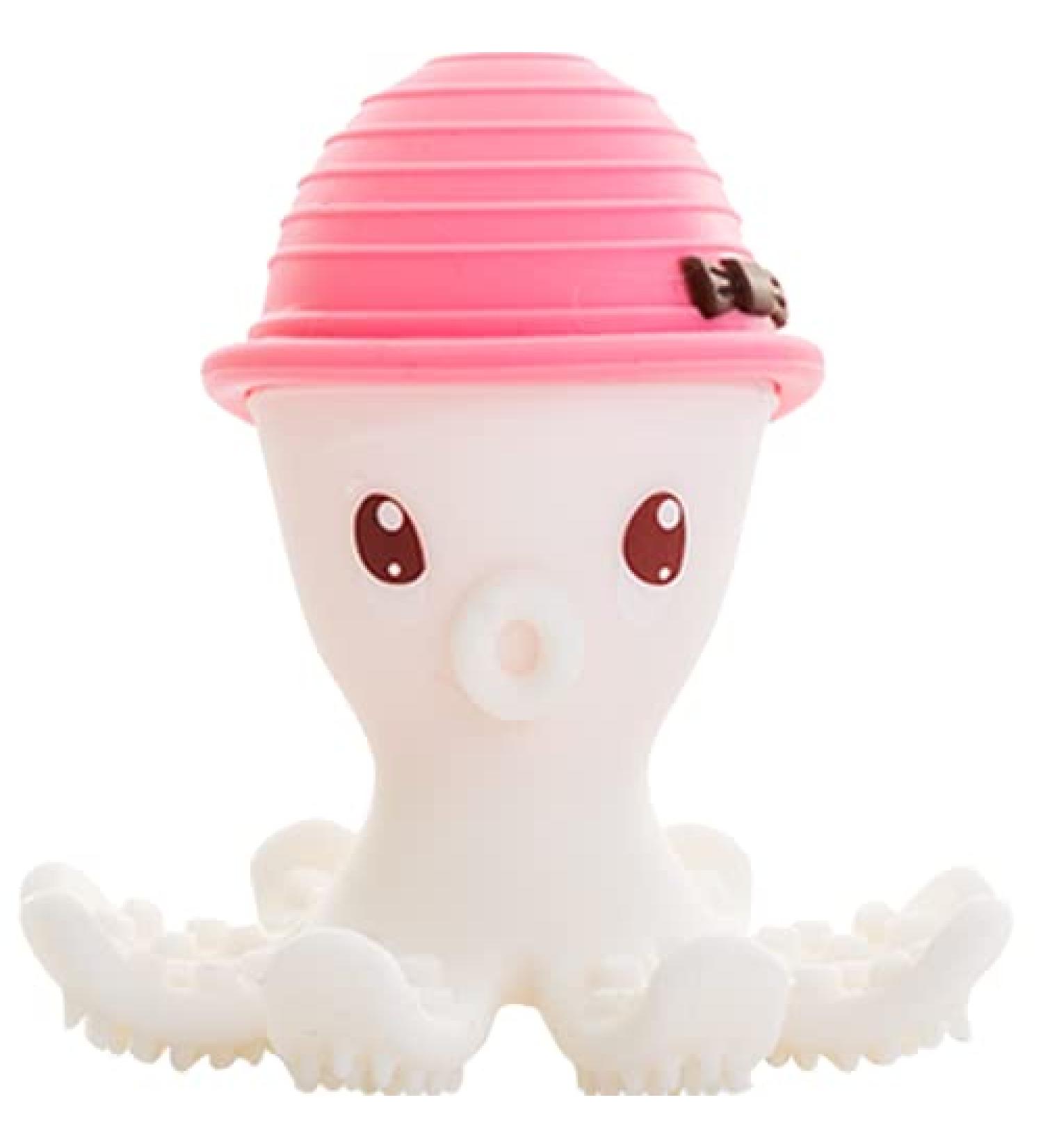 Mombella Ollie Octopus Silicone Teething Toy for 3M+ Babies - Freezable Gum Massager with 8 Feet, Different Textures for Pain Relief - Baby Bathing Toy, Pink - Buy Online on GoSupps.com