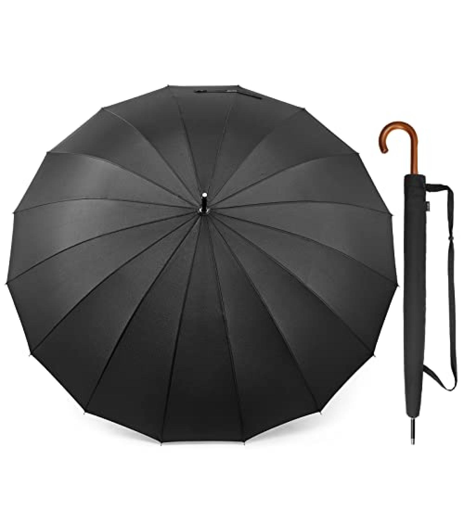 G4Free 54 Inch Large Windproof Umbrella for 2 Persons  16 Ribs Auto Open Classic Wooden J Handle Cane Stick Golf Rain Umbrellas for Men Women Travel 120cm - Buy Online on GoSupps.com