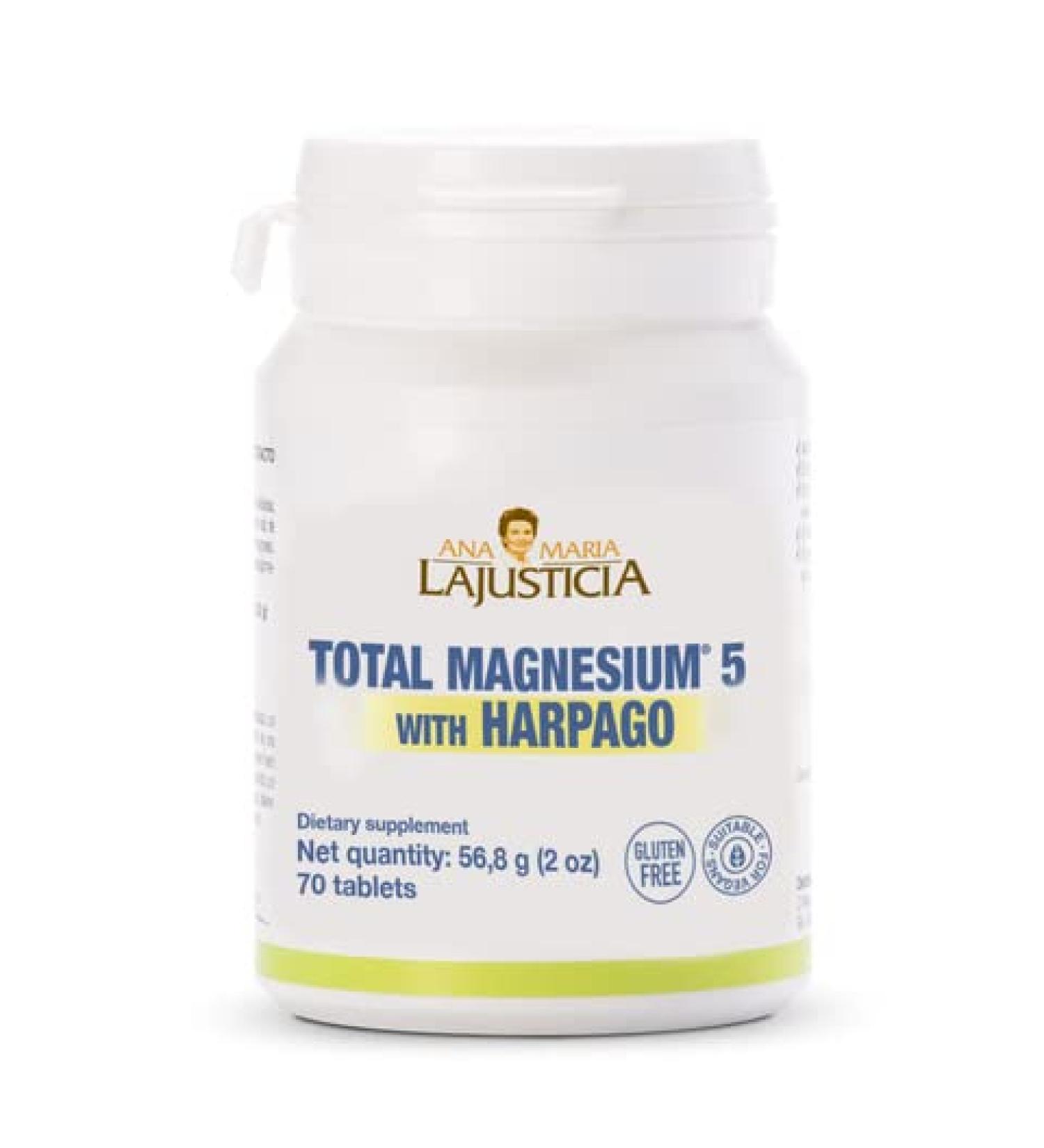Ana Maria Lajusticia Total Magnesium 5 with Harpago 70 Tablets - Reduce Fatigue & Improve Nervous System - Gluten-Free & Vegan - 70 Tablets - Buy Online on GoSupps.com