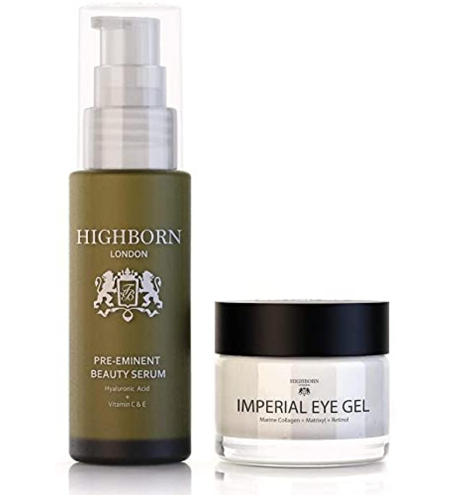 HighBorn London Revive and Defy Starter Kit - Pre-Eminent Beauty Serum & Imperial Eye Gel for Dark Circles Puffy Eyes & Wrinkles w/Plant Collagen 2 Phase (Revive & Defy Starter Set)