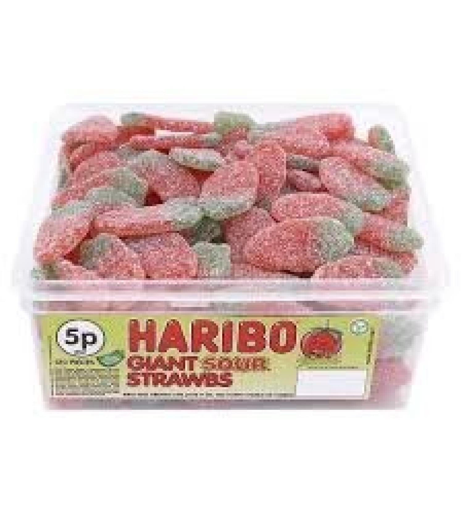 Haribo Giant Sour Strawbs Tub by Haribo