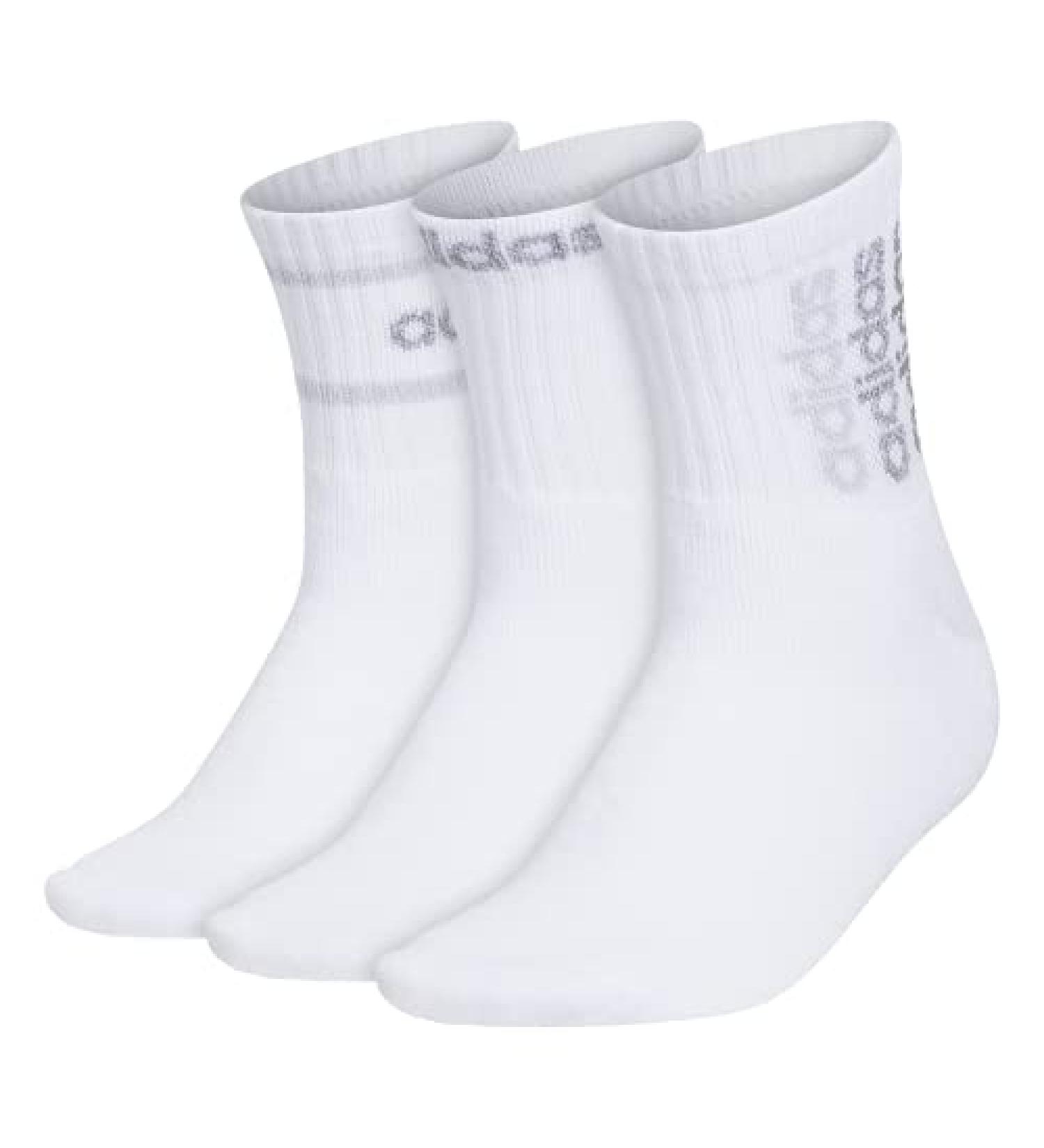 Adidas Women's Sport Linear High Quarter Socks 3-Pack - White/Grey/Clear Onix Grey - Buy Online on GoSupps.com