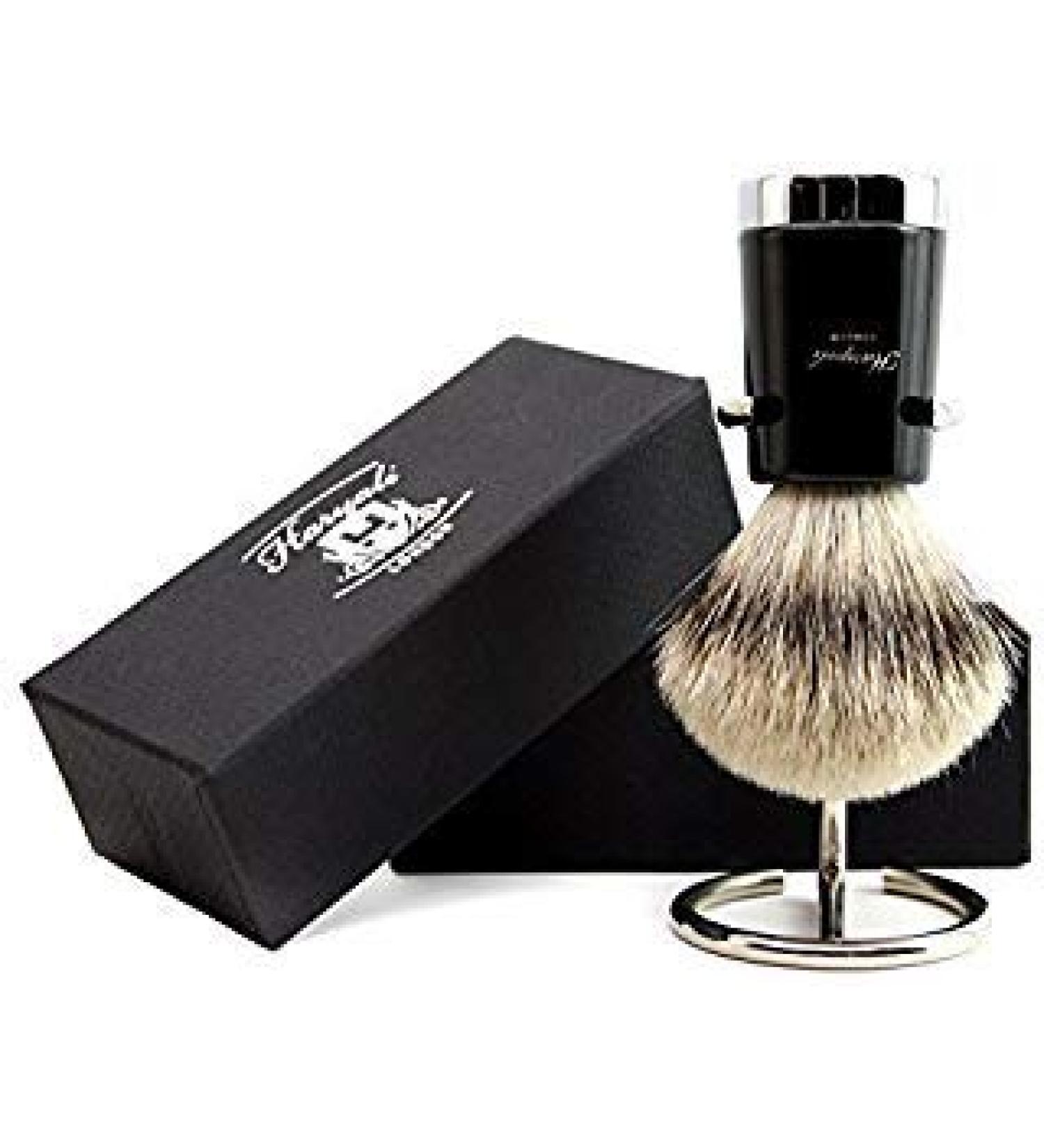 Men's Shaving Brush Quality Silver Tip Hair Badger Shaving Brush + Free Shaving Brush Holder/Stand