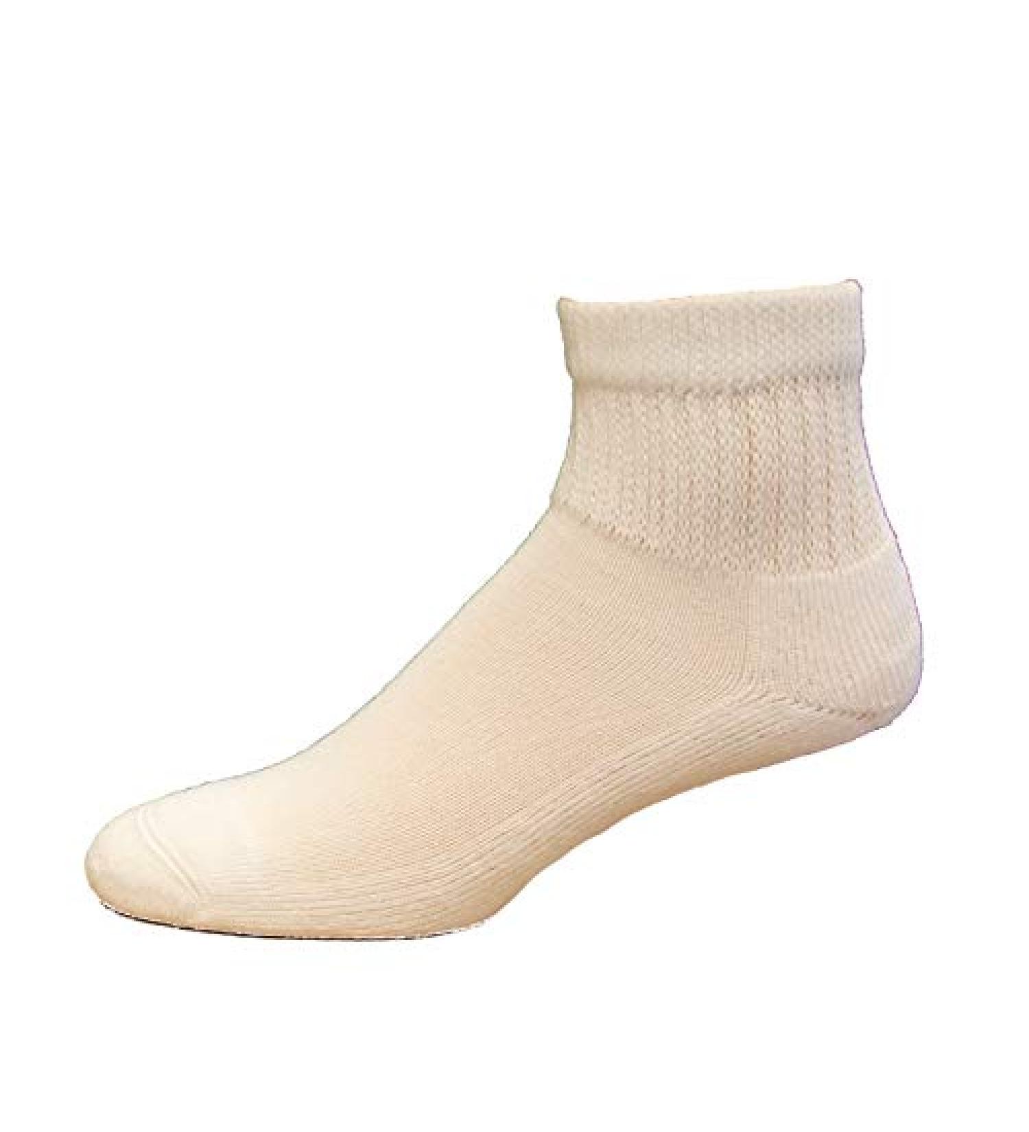 MediPeds Women's Diabetic Quarter Socks with Non-Binding Funnel Top 7-10 White