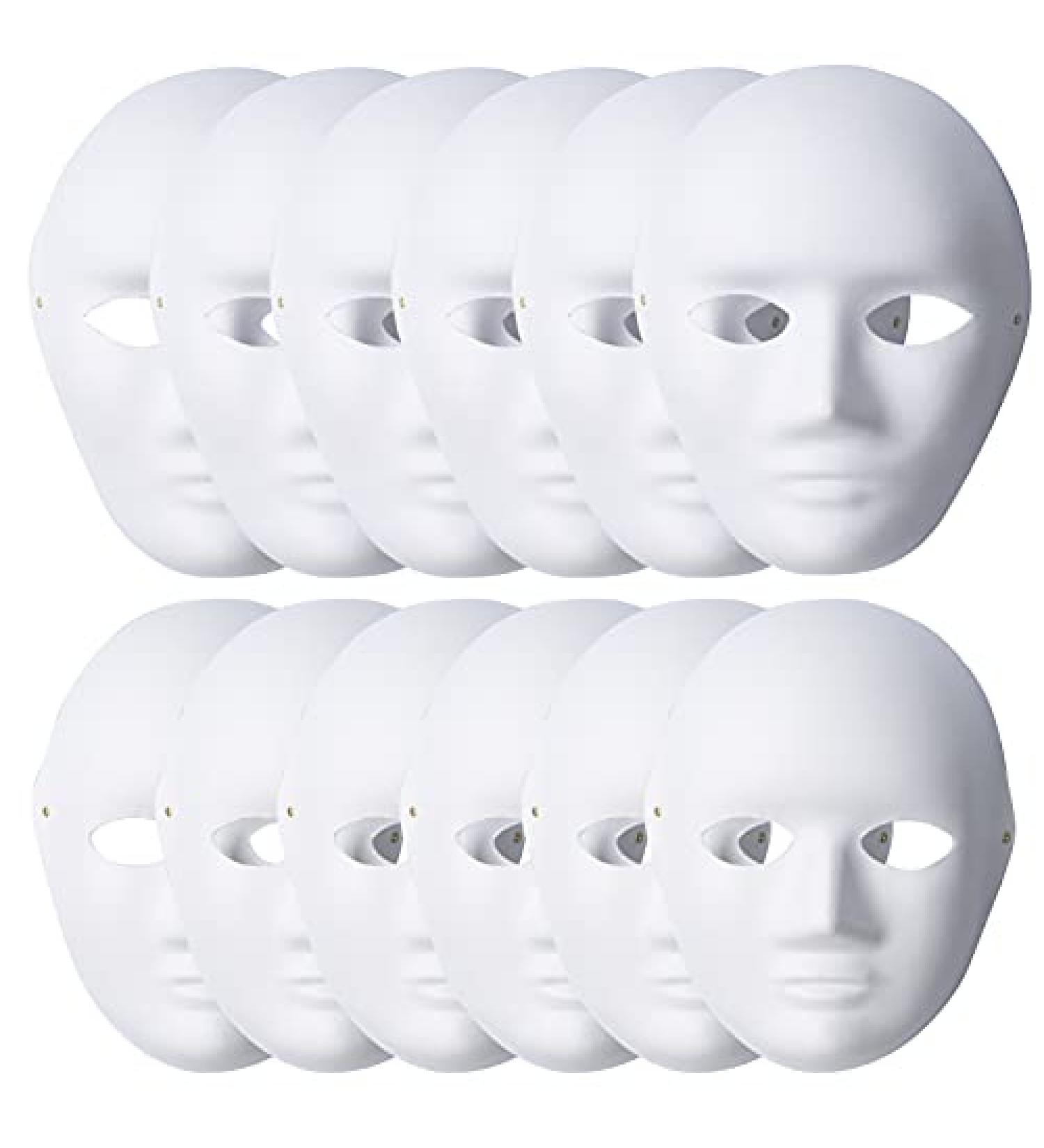 Lanrena 12 Pack DIY Full Face Paper Mache Masks - Blank Costume Masks for Masquerade, Cosplay, and Halloween Party Decoration - Buy Online on GoSupps.com
