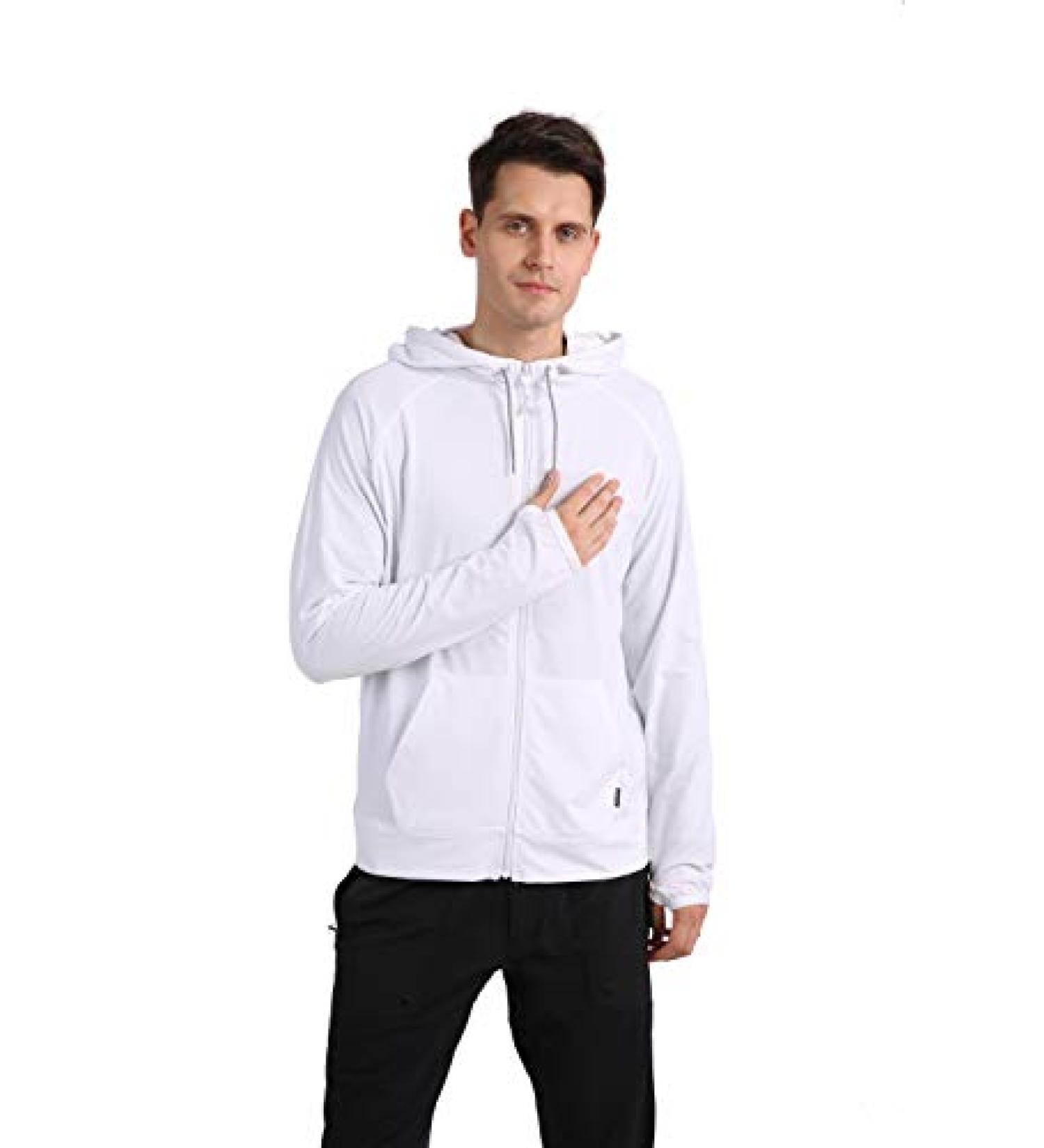 ARECON Men's UPF 50+ Running Stretch Jacket Slim Fit Tracksuit Hoodie Large White - Buy Online on GoSupps.com