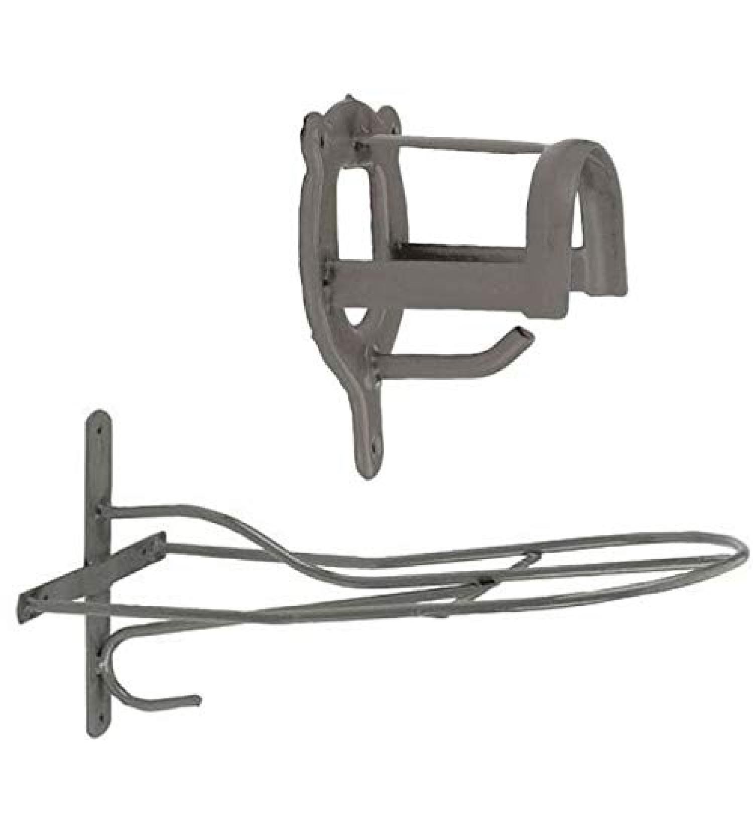Cajou set of saddle holder and bridle holder very stable and robust (dark grey)