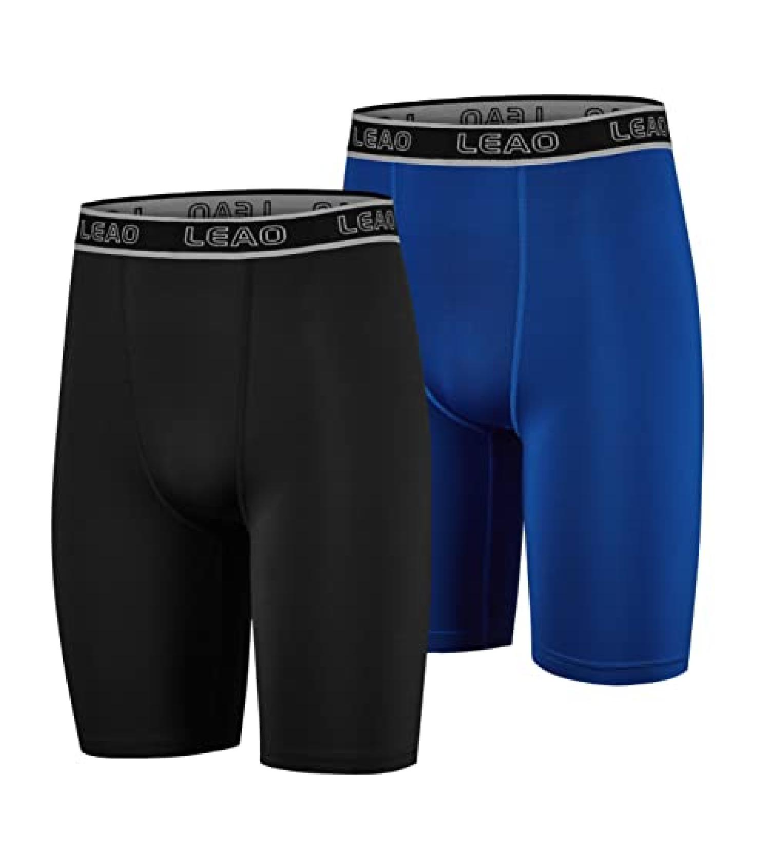 LEAO Youth Boys Compression Shorts 2-Pack Black/Royal Blue Large - Performance Athletic Underwear & Sports Boxer Briefs - Buy Online on GoSupps.com