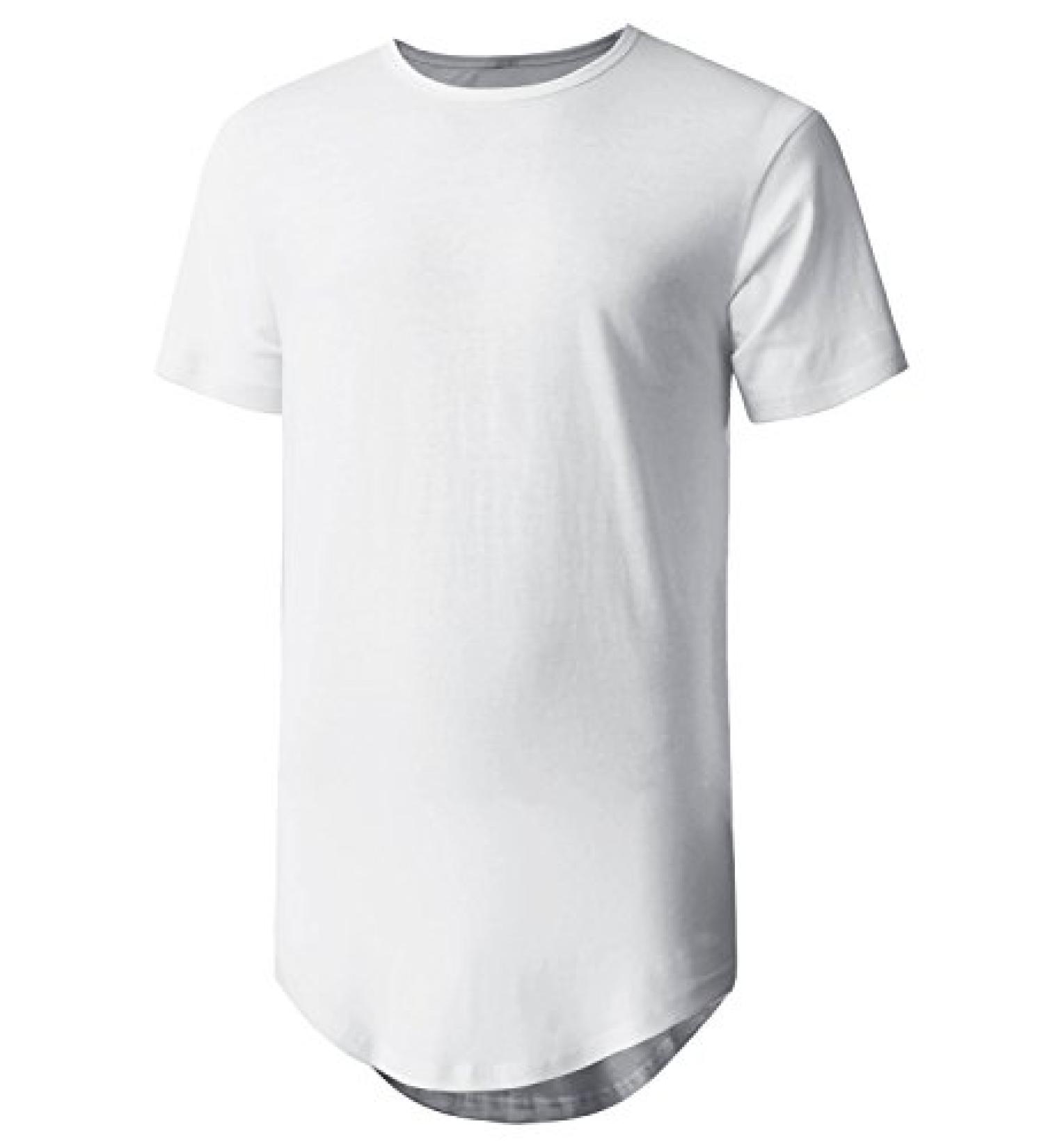 Men's Hipster Curve Hem Droptail Tee - White - Large | Hat and Beyond - Buy Online on GoSupps.com
