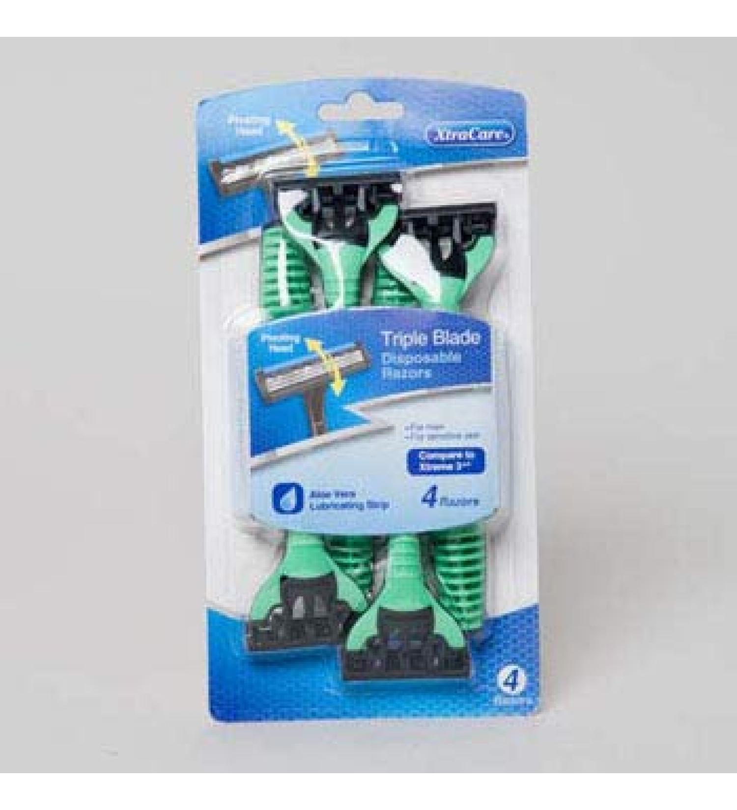 Razors Pivot Head 4 Pack Mens Triple Blade Carded Xtracare Case of 36