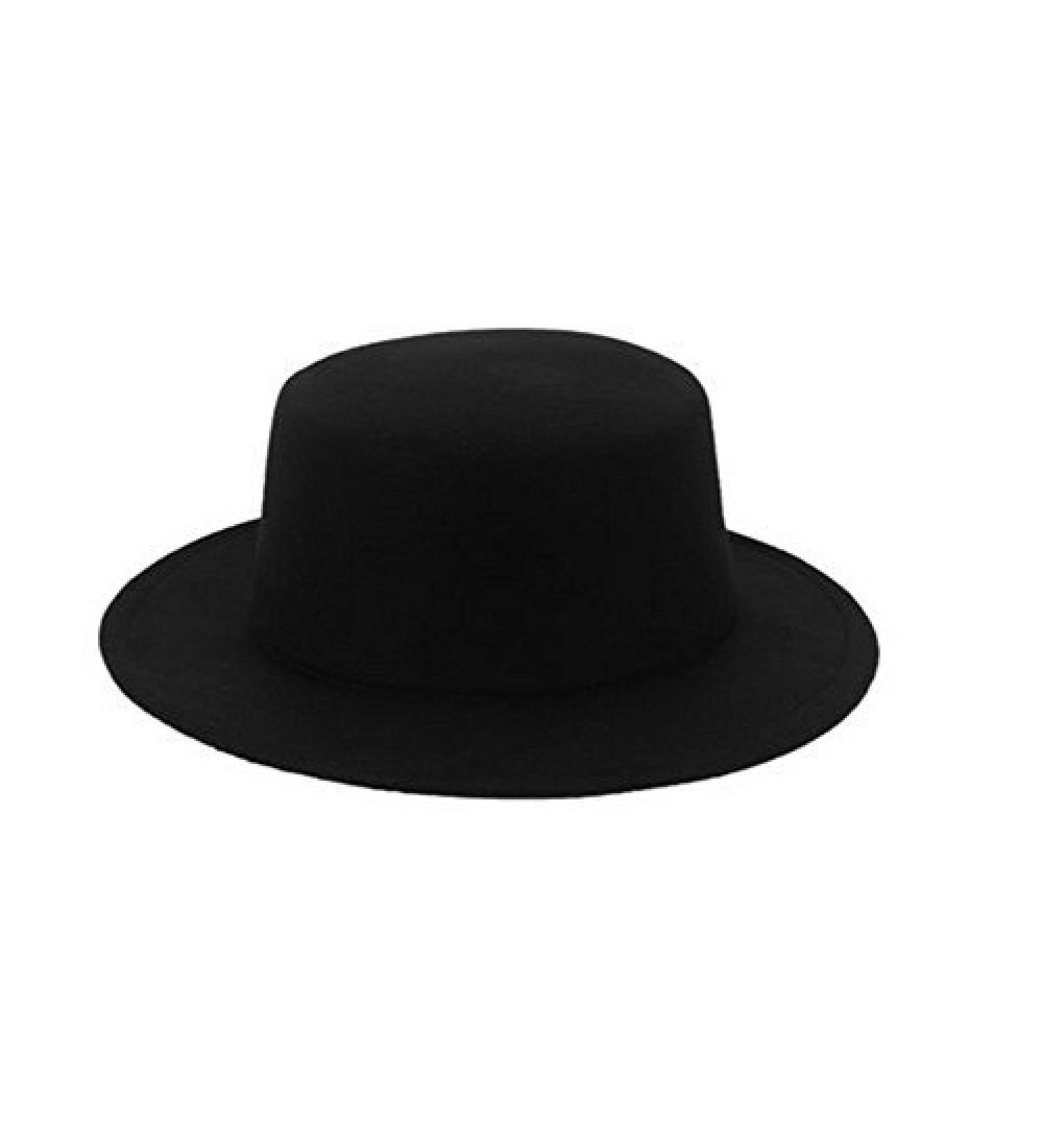 ASTRQLE Fashion Classic Black Wool Blend Fedora Hat Brim Flat Church Derby Cap