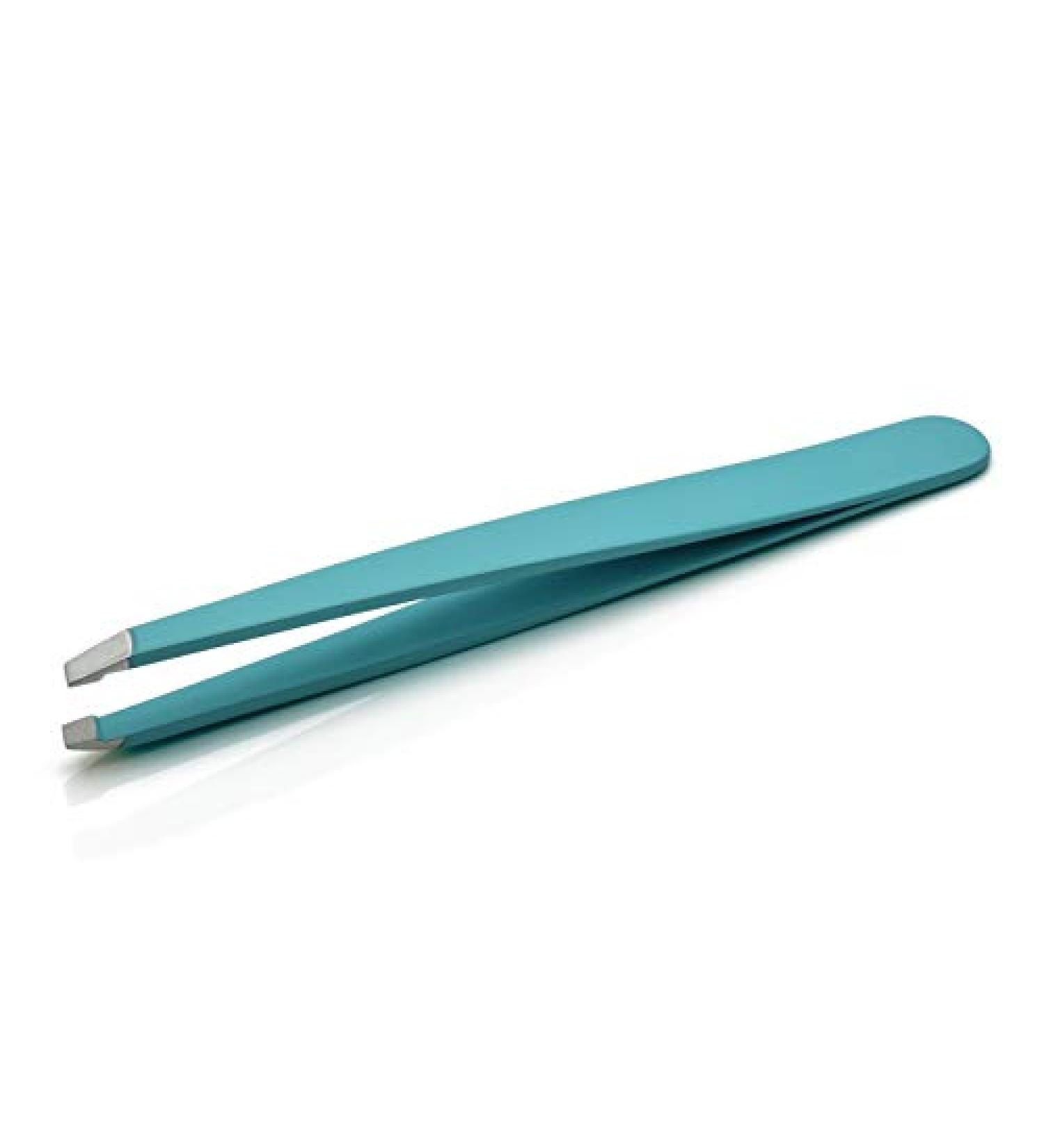 Effective Eyebrow Slanted Tweezer Covered with Colour Silicon (Turquoise) - Buy Online on GoSupps.com