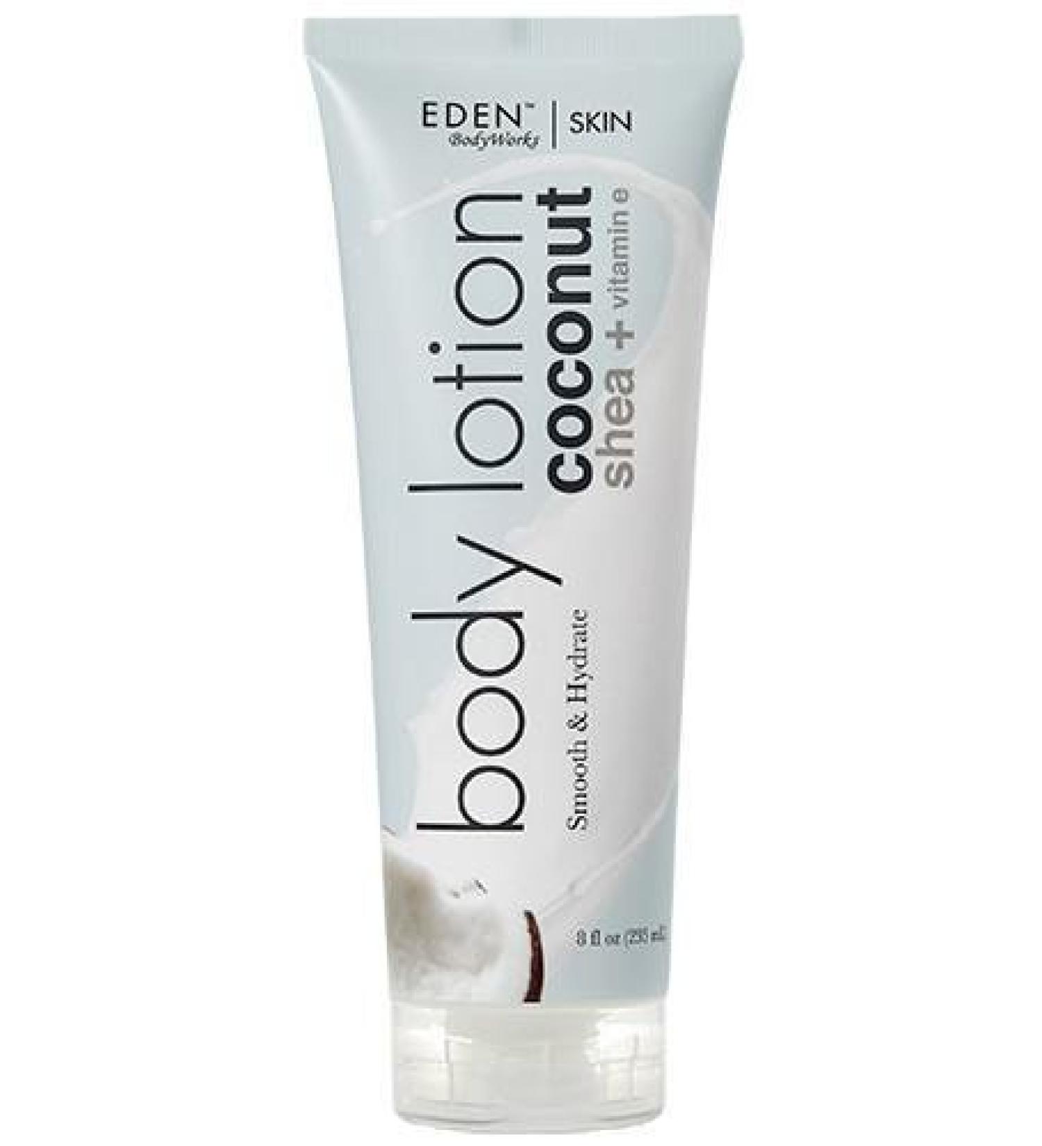 EDEN BodyWorks Coconut Shea Body Lotion 8 oz - Moisturizing Formula with Coconut Oil, Shea Butter, and Vitamin E for Healthy, Radiant Skin - Buy Online on GoSupps.com