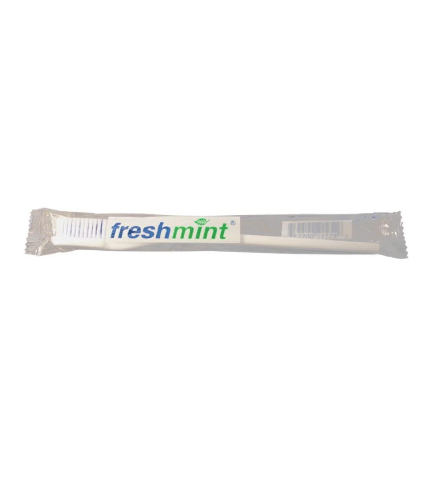 FRESHMINT 144 Individually Wrapped Premium 43 Tuft Adult Toothbrush in polybag. Multi Colored Soft Nylon Bristles.