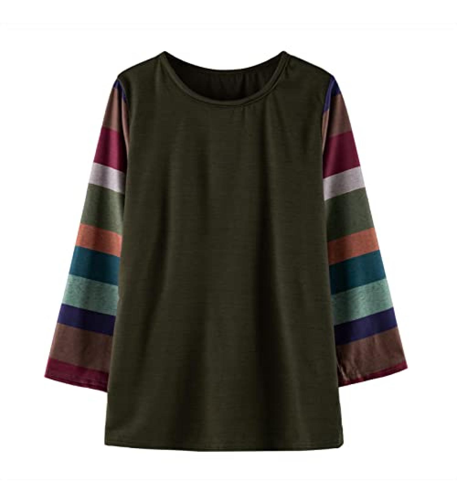 Girls Green Color Block Striped Tunic Top | Kids Fashion Long Sleeve Blouse 6-7 Years - Buy Online on GoSupps.com