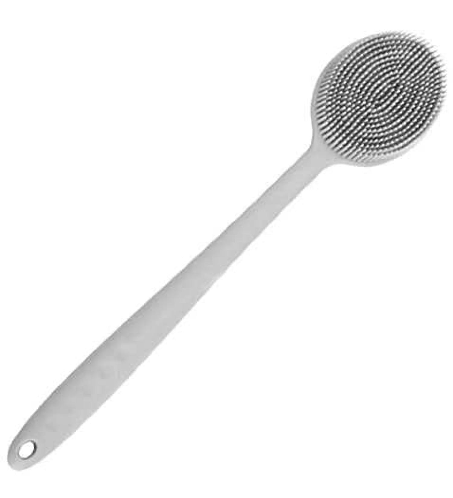 BAOOOFU Silicone Long Handle Body Brush for Shower | Exfoliating Scrubber for Elderly Men and Women | Includes Hook | Blue - Buy Online on GoSupps.com